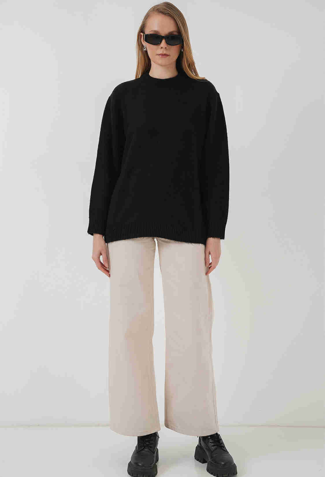 Oversize Plain Black Knitwear Sweater - Brand: Bigdart - Women & Kids, Baby Clothes Wholesale - TheBS Women