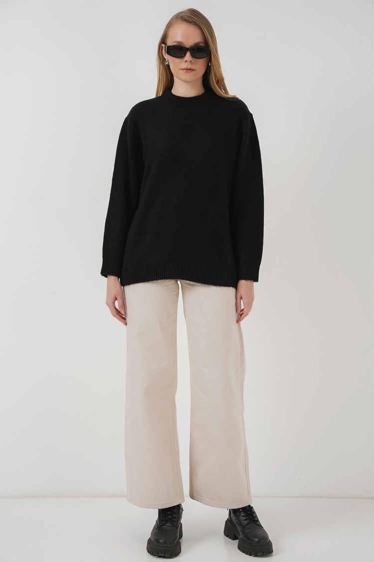 Oversize Plain Black Knitwear Sweater - Brand: Bigdart - Women & Kids, Baby Clothes Wholesale - TheBS Women