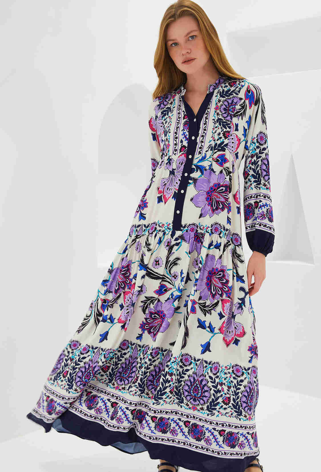 Navy Purple Viscose Burkini Dress 2423 - Brand: Bigdart - Women & Kids, Baby Clothes Wholesale - TheBS Women