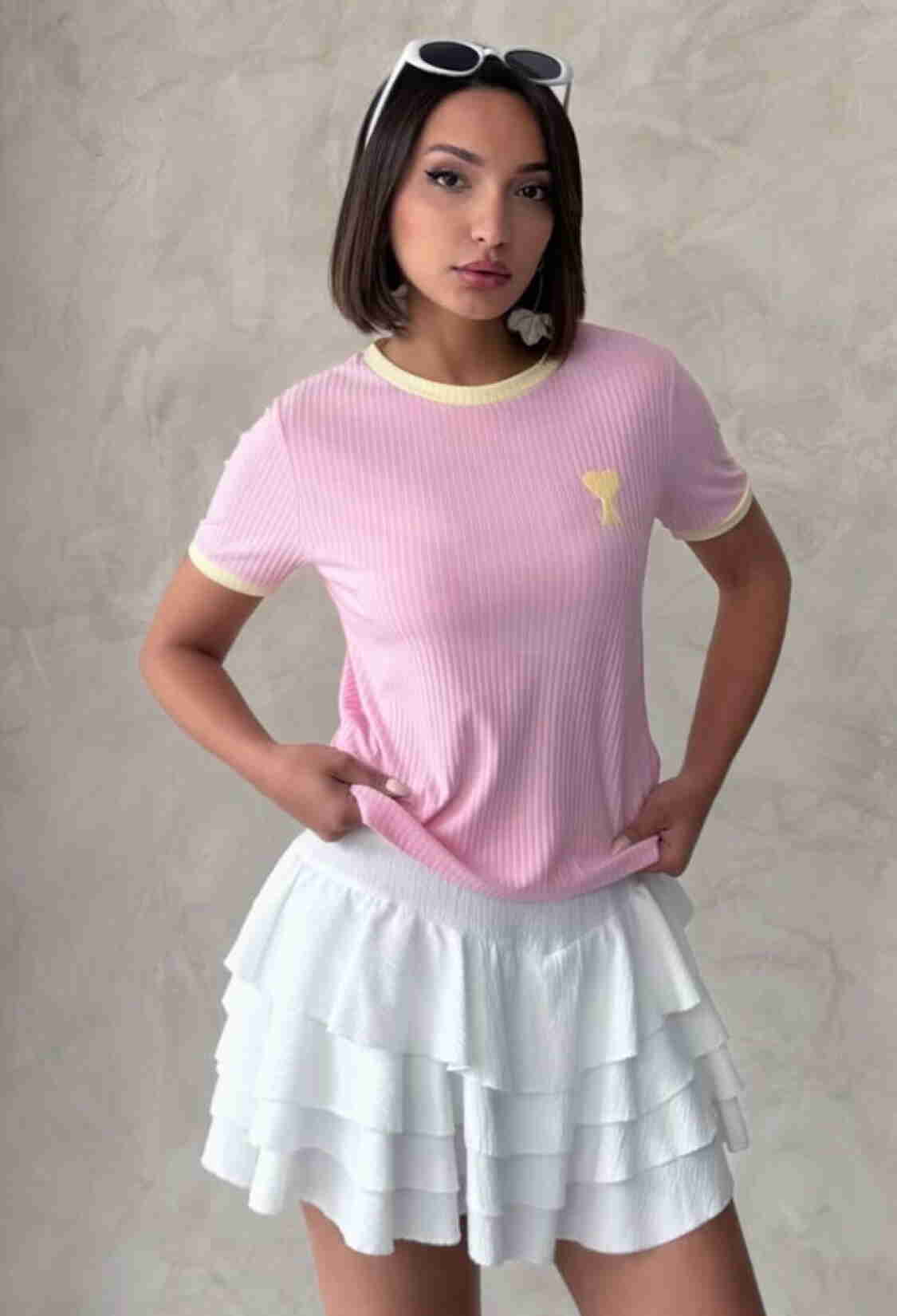 Embroidered T-Shirt Pink