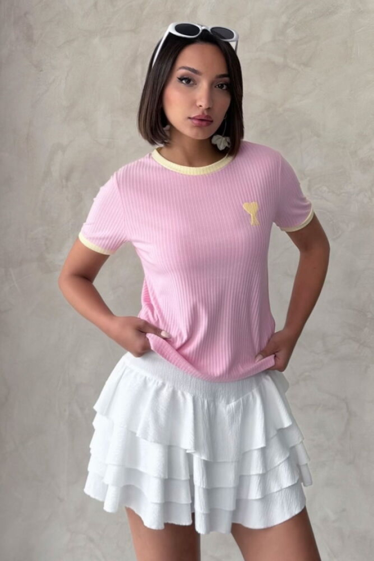 Embroidered T-Shirt Pink