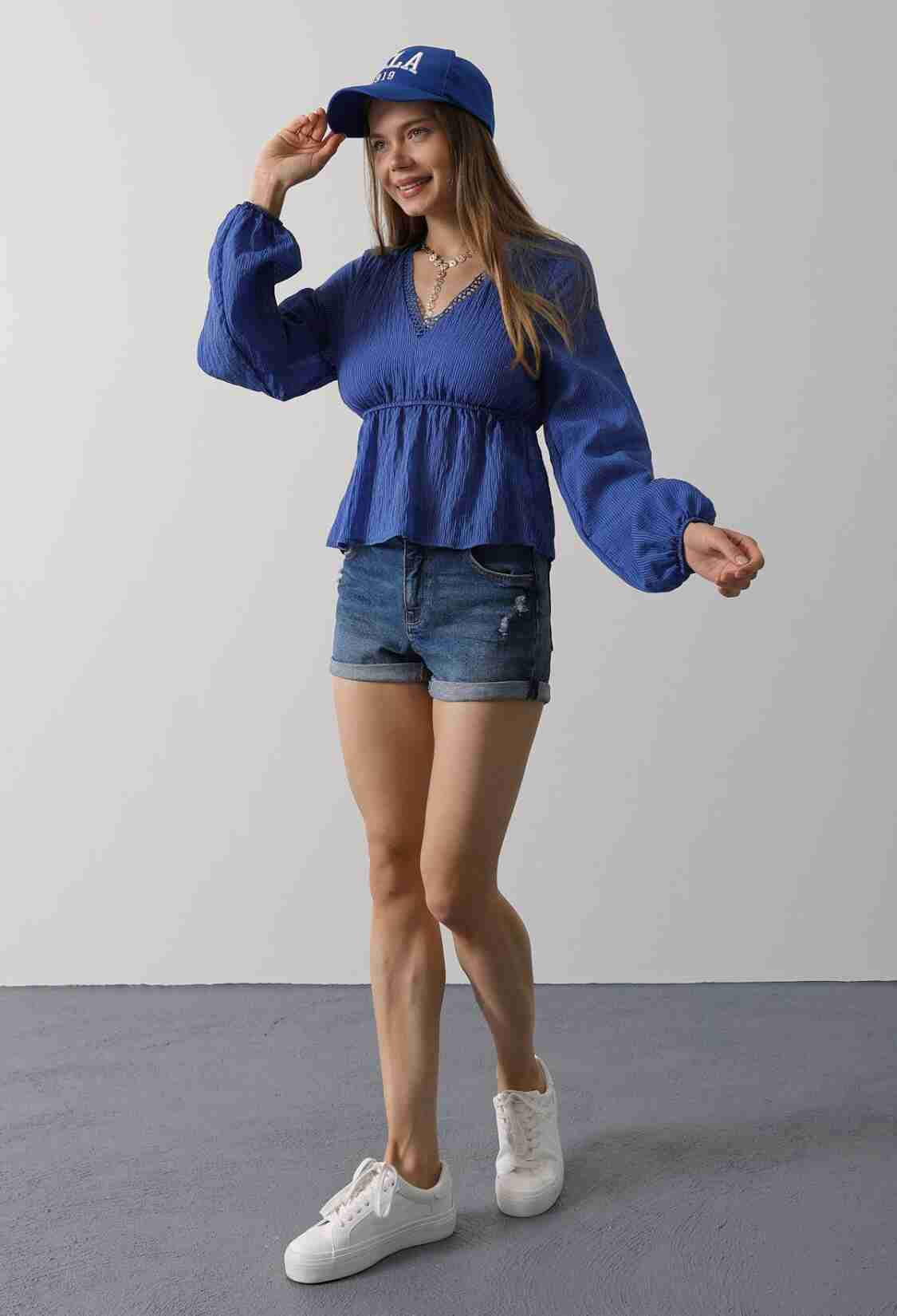 V-Neck Lace Blouse - Brand: Reyon - Women & Kids, Baby Clothes Wholesale - TheBS Women