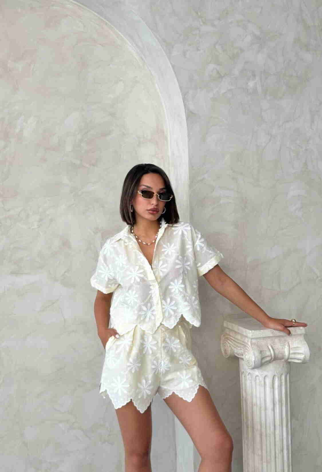 Ecru Casual Boho Floral Shirt - Brand: Topshow - Women & Kids, Baby Clothes Wholesale - TheBS Women