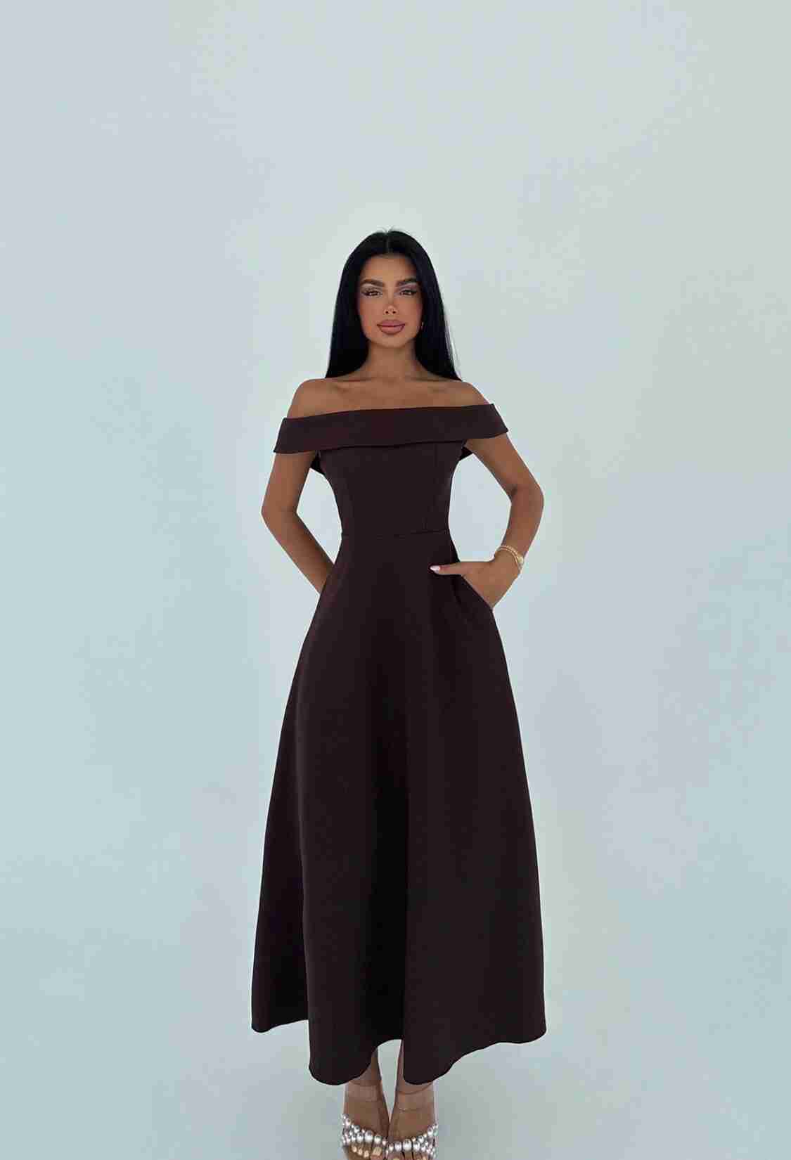 ElegantA-Line Off Shoulder Neck Dress - Brand: EYYO ATELIER - Women & Kids, Baby Clothes Wholesale - TheBS Women