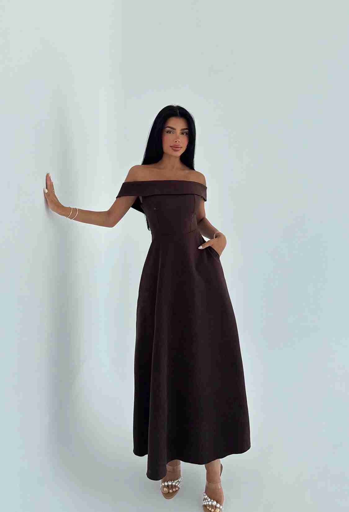 ElegantA-Line Off Shoulder Neck Dress - Brand: EYYO ATELIER - Women & Kids, Baby Clothes Wholesale - TheBS Women