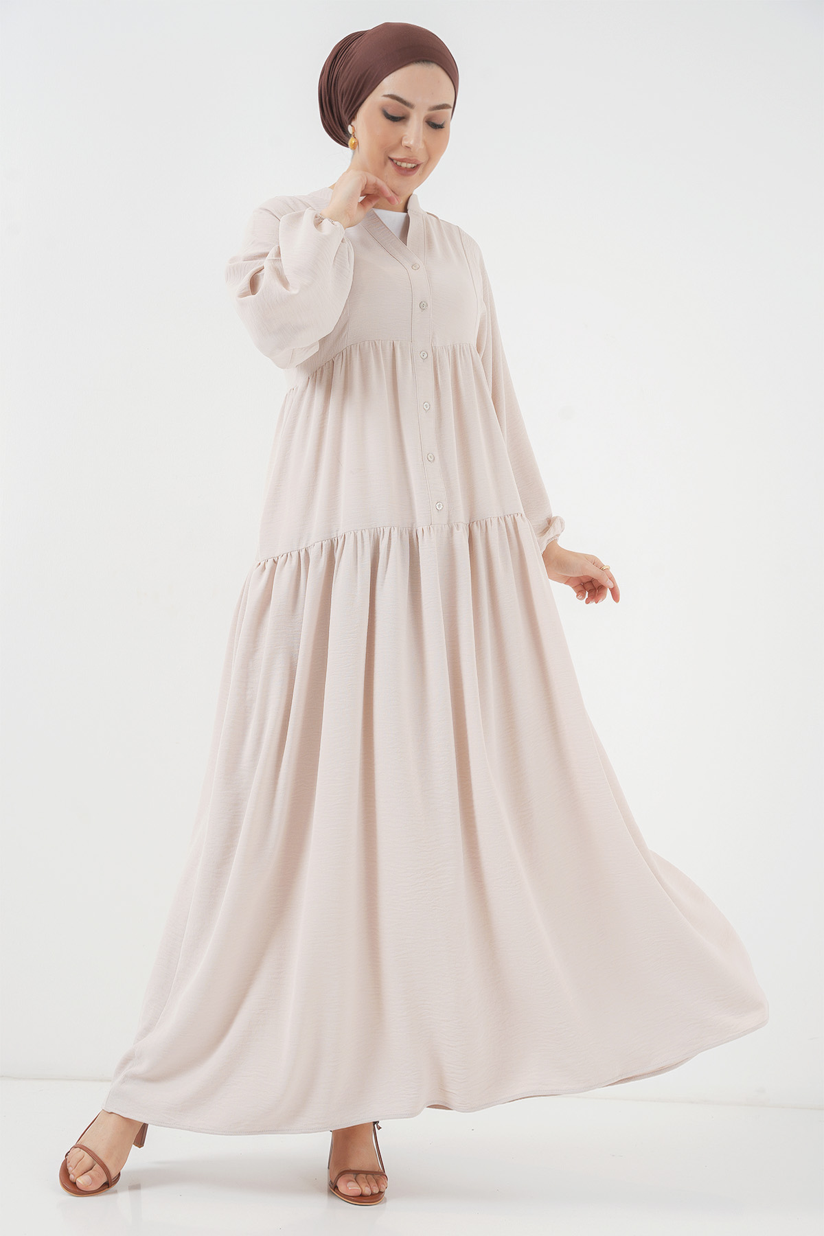 Beige Modest Ethnic Casual Smock Dress - Brand: Bigdart - Women & Kids, Baby Clothes Wholesale - TheBS Women