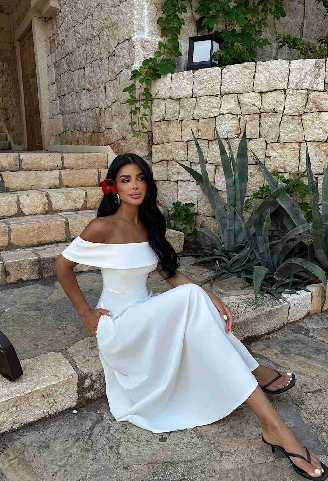 ElegantA-Line Maxi Dress With Off Shoulder Neck - Brand: EYYO ATELIER - Women & Kids, Baby Clothes Wholesale - TheBS Women