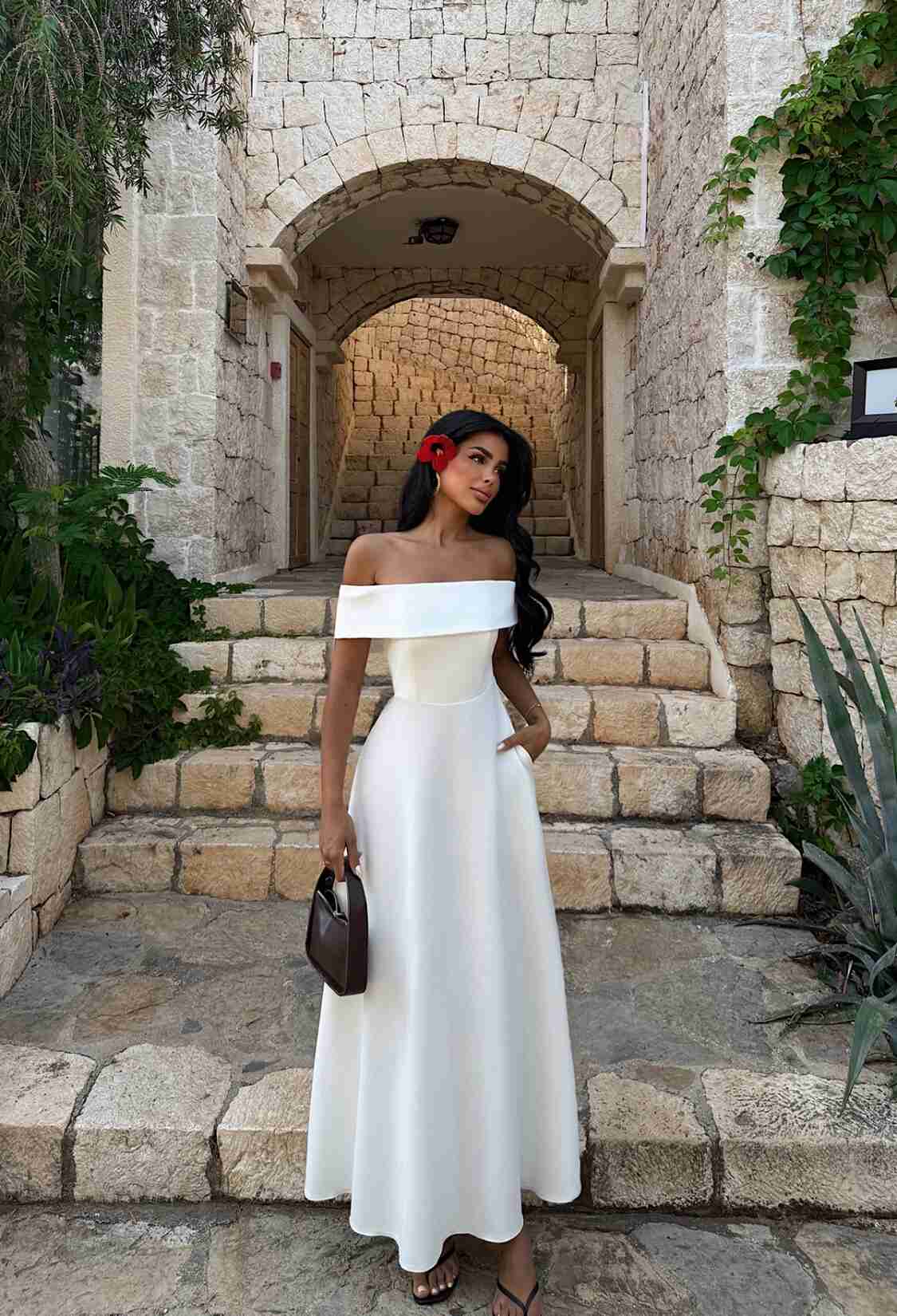 ElegantA-Line Maxi Dress With Off Shoulder Neck - Brand: EYYO ATELIER - Women & Kids, Baby Clothes Wholesale - TheBS Women