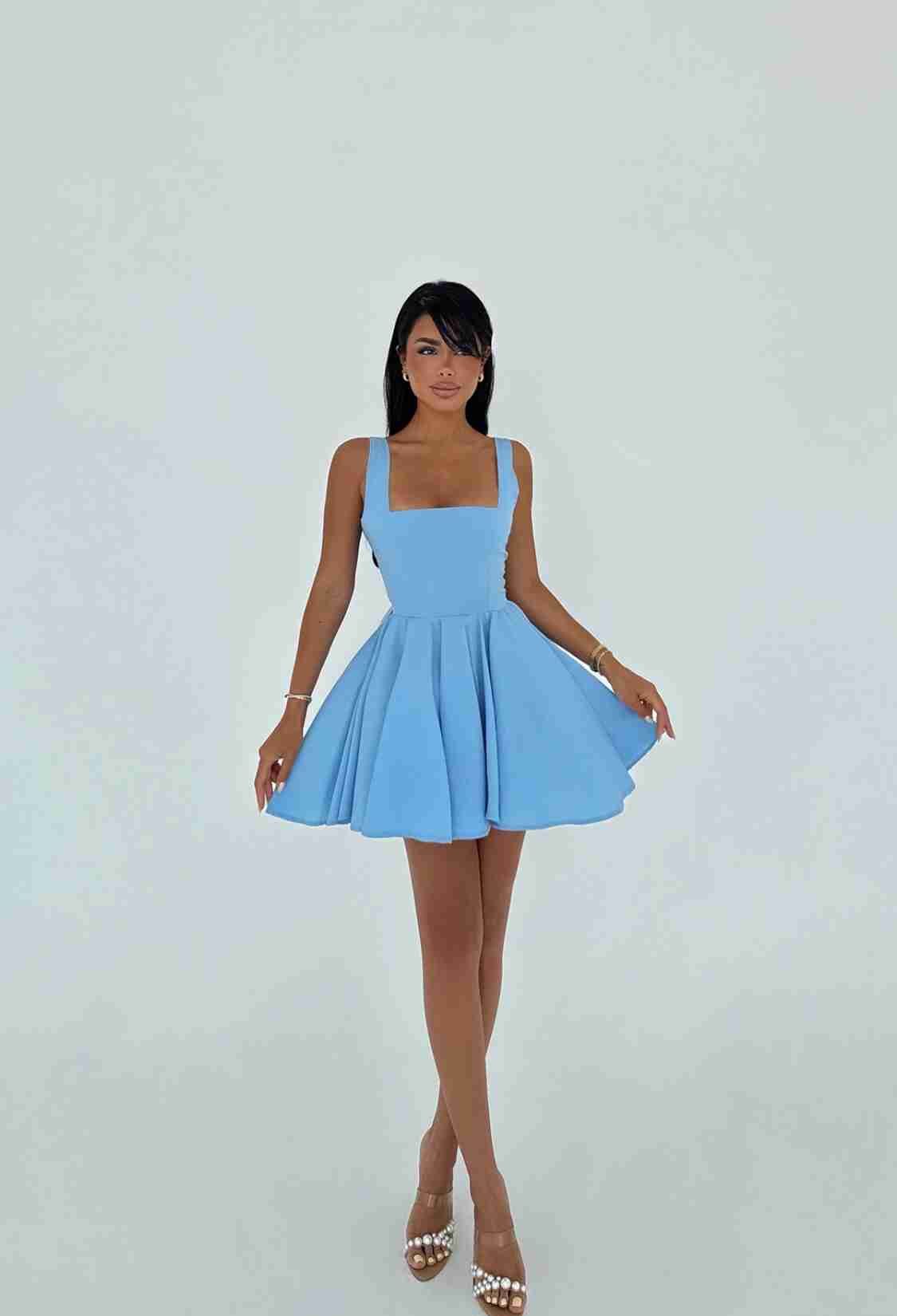 Skater Dress With Square Neck And Cap Sleeves - Brand: EYYO ATELIER - Women & Kids, Baby Clothes Wholesale - TheBS Women