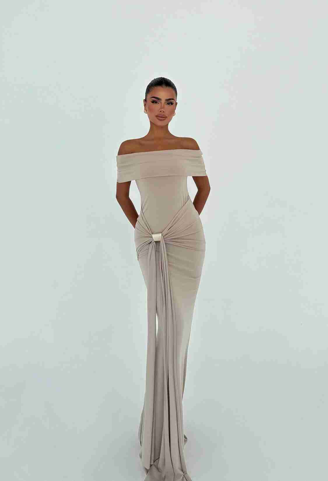 ElegantSheath Dress With Off Shoulder Neck - Brand: EYYO ATELIER - Women & Kids, Baby Clothes Wholesale - TheBS Women