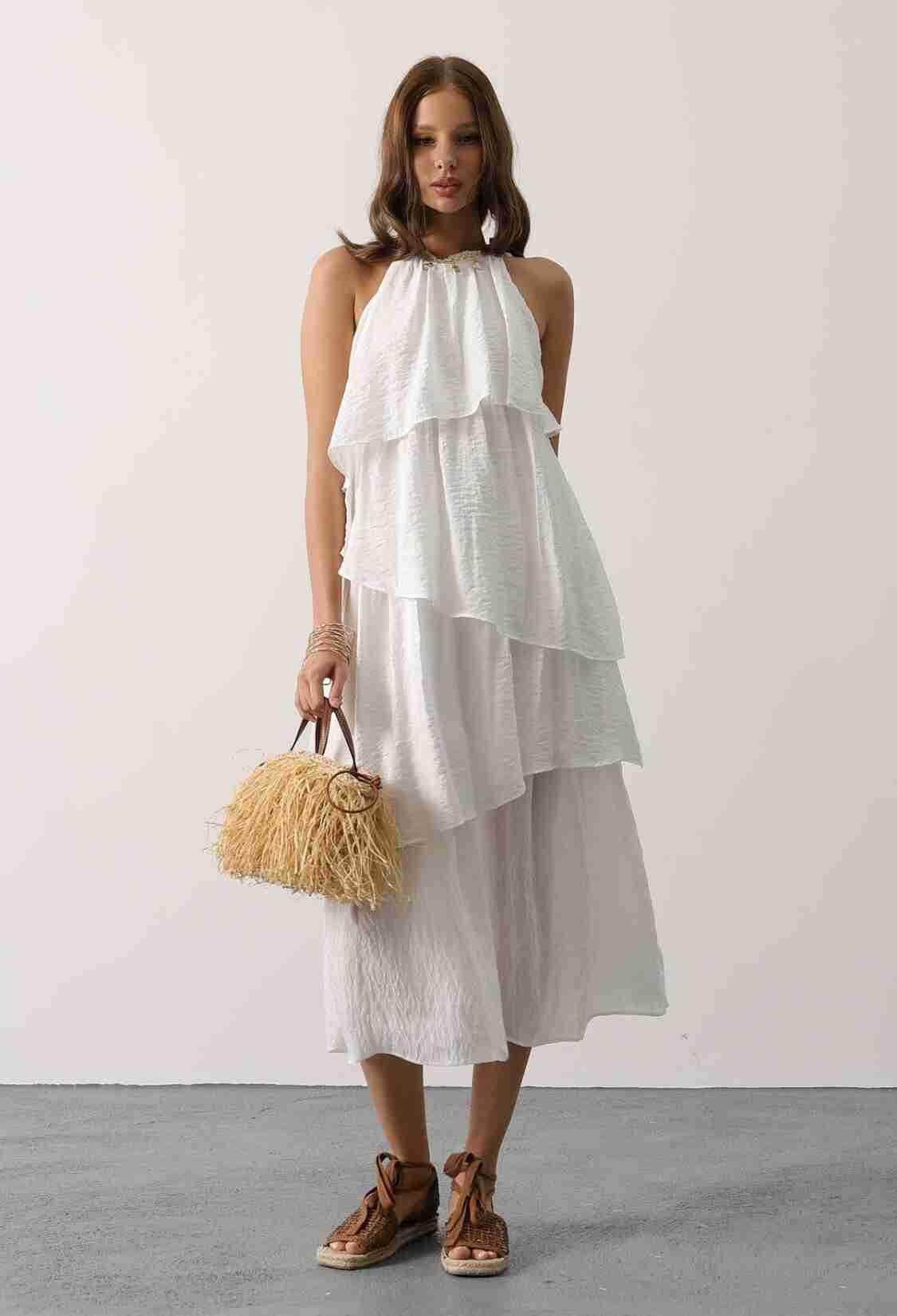 Elegant A-Line Halter Neck Dress - Brand: Reyon - Women & Kids, Baby Clothes Wholesale - TheBS Women