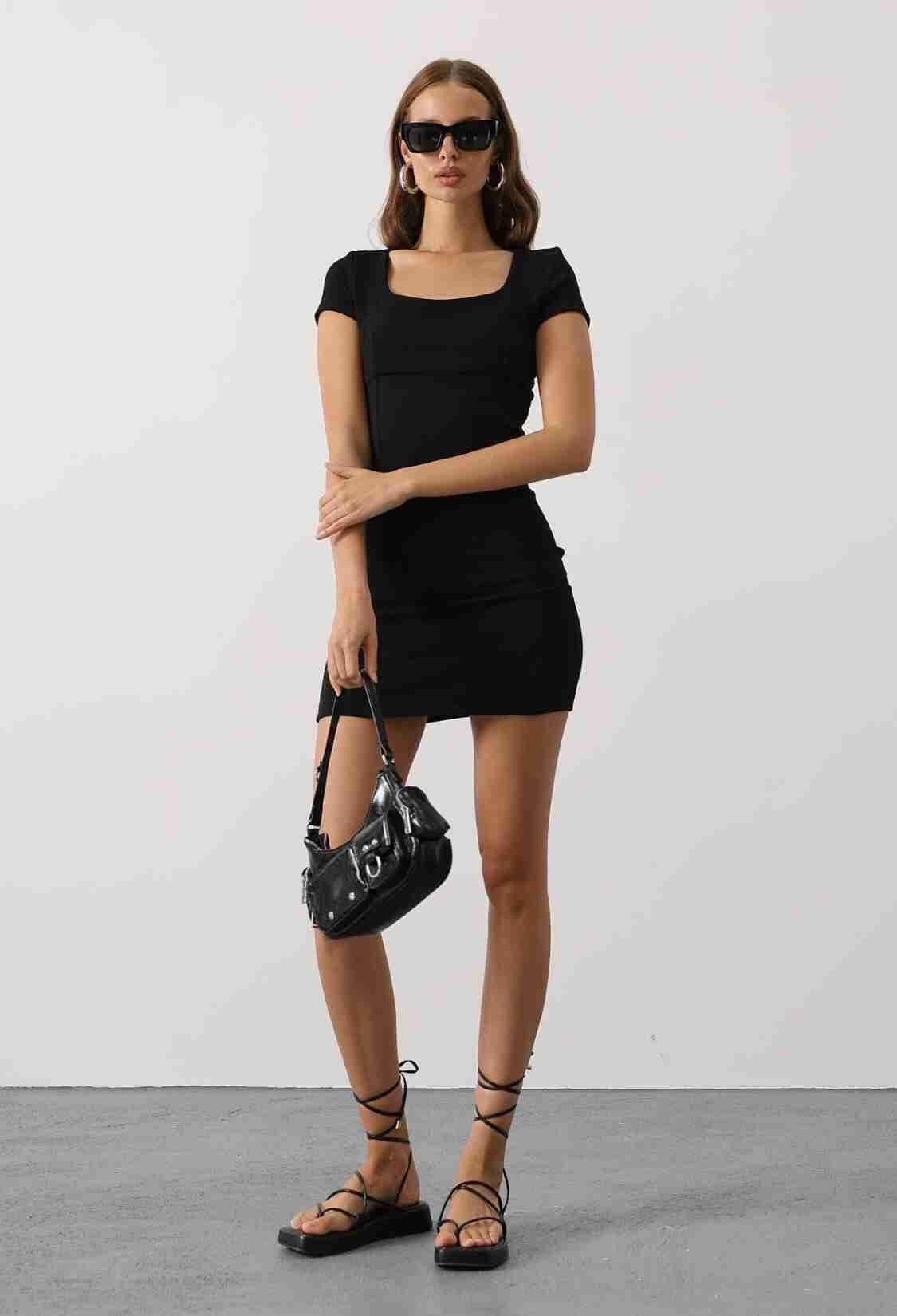 Black Sexy Bodycon Mini Dress With Square Neck - Brand: Reyon - Women & Kids, Baby Clothes Wholesale - TheBS Women
