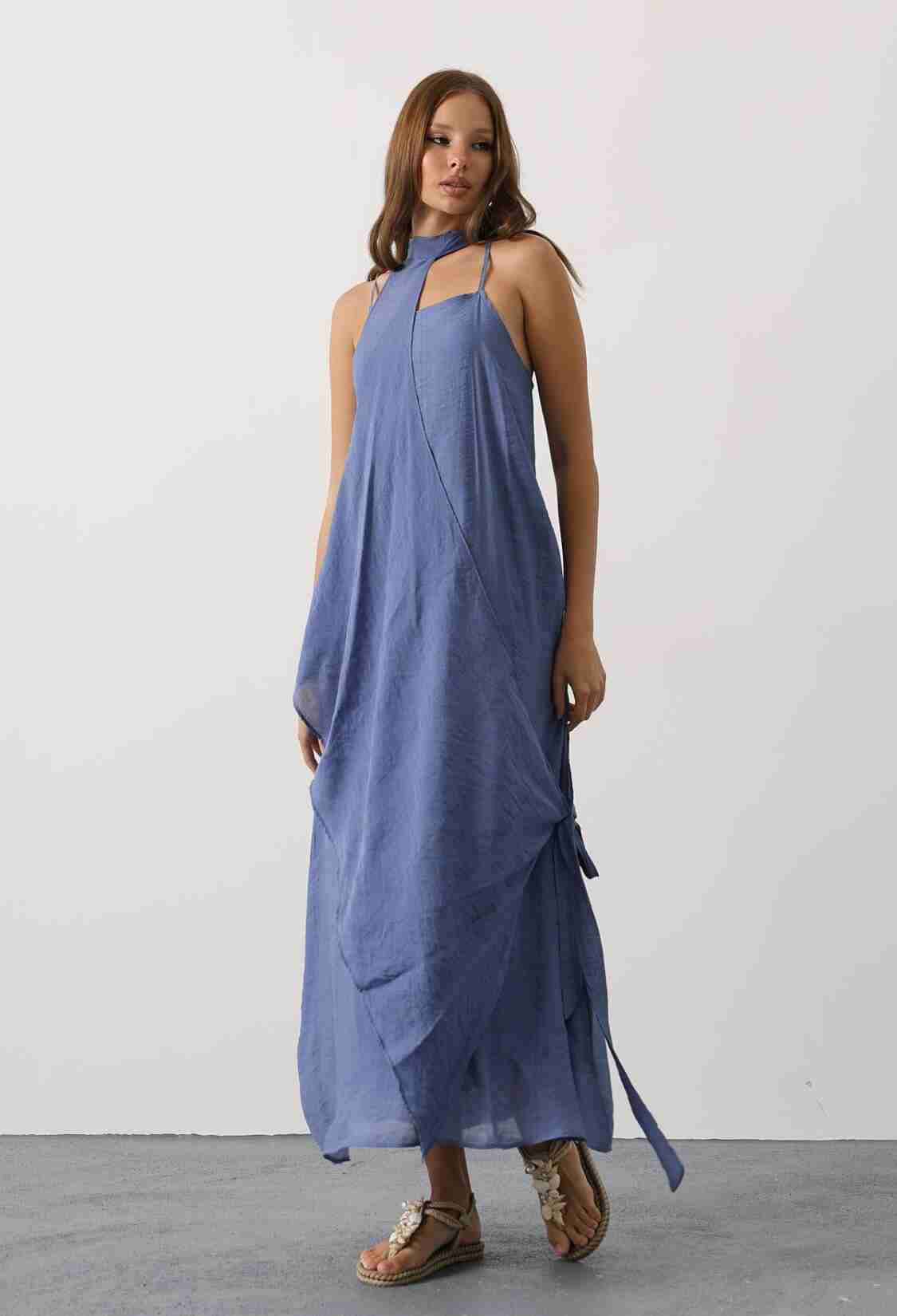 Blue Casual Elegant Boho Sexy Formal Slip Dress - Brand: Reyon - Women & Kids, Baby Clothes Wholesale - TheBS Women