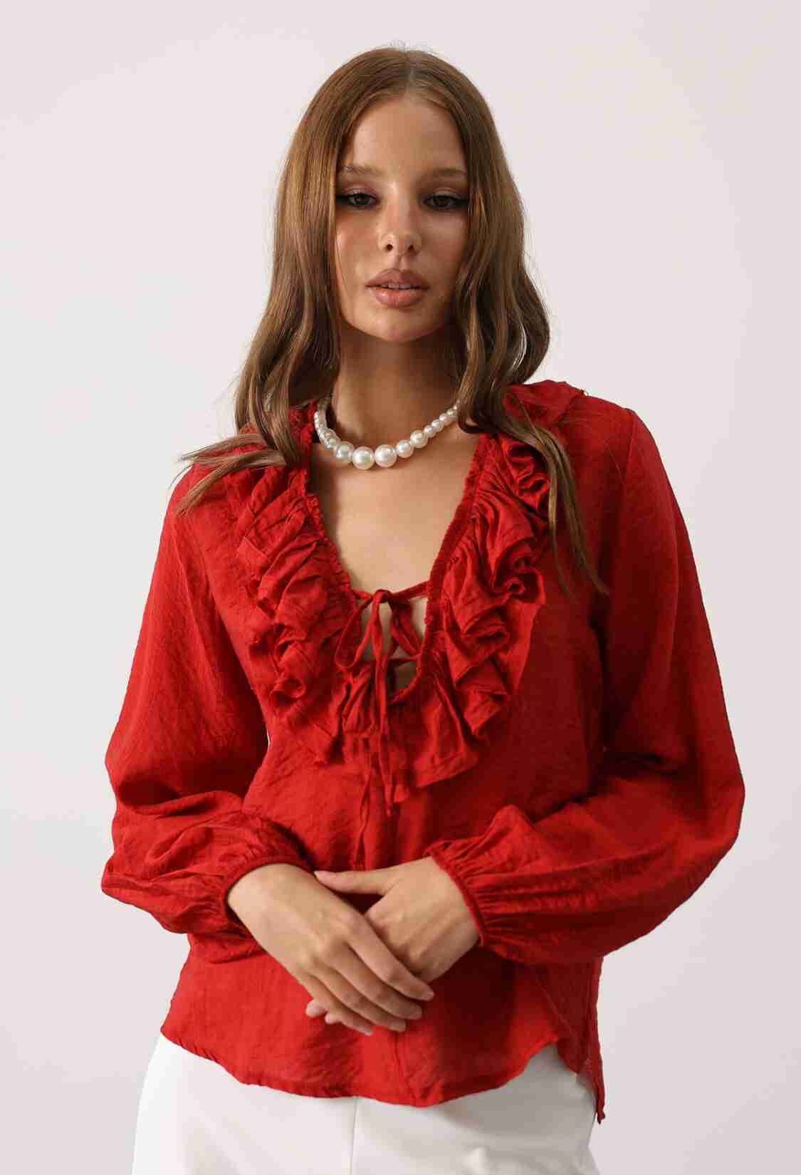 ElegantBlouse With Ballon Sleeves - Brand: Reyon - Women & Kids, Baby Clothes Wholesale - TheBS Women