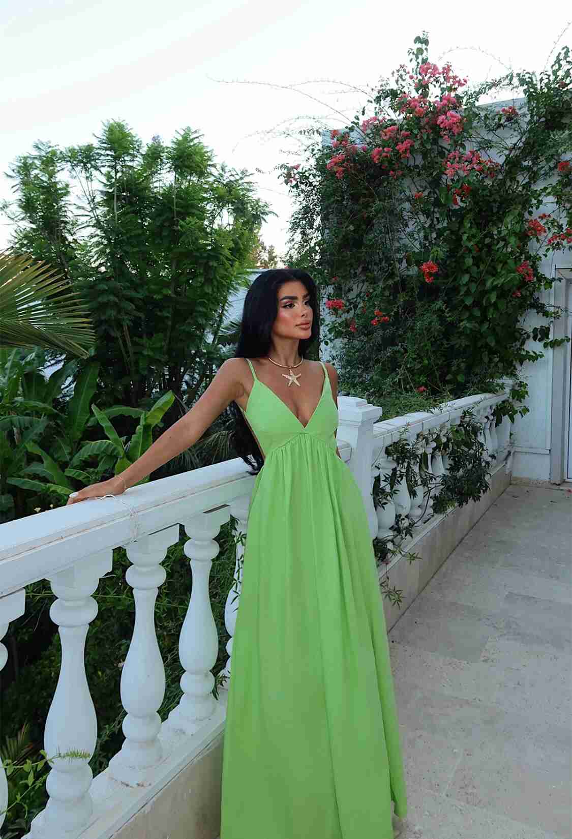 Green Sexy A-Line Dress With V-Neck And Cap Sleeves - Brand: EYYO ATELIER - Women & Kids, Baby Clothes Wholesale - TheBS Women