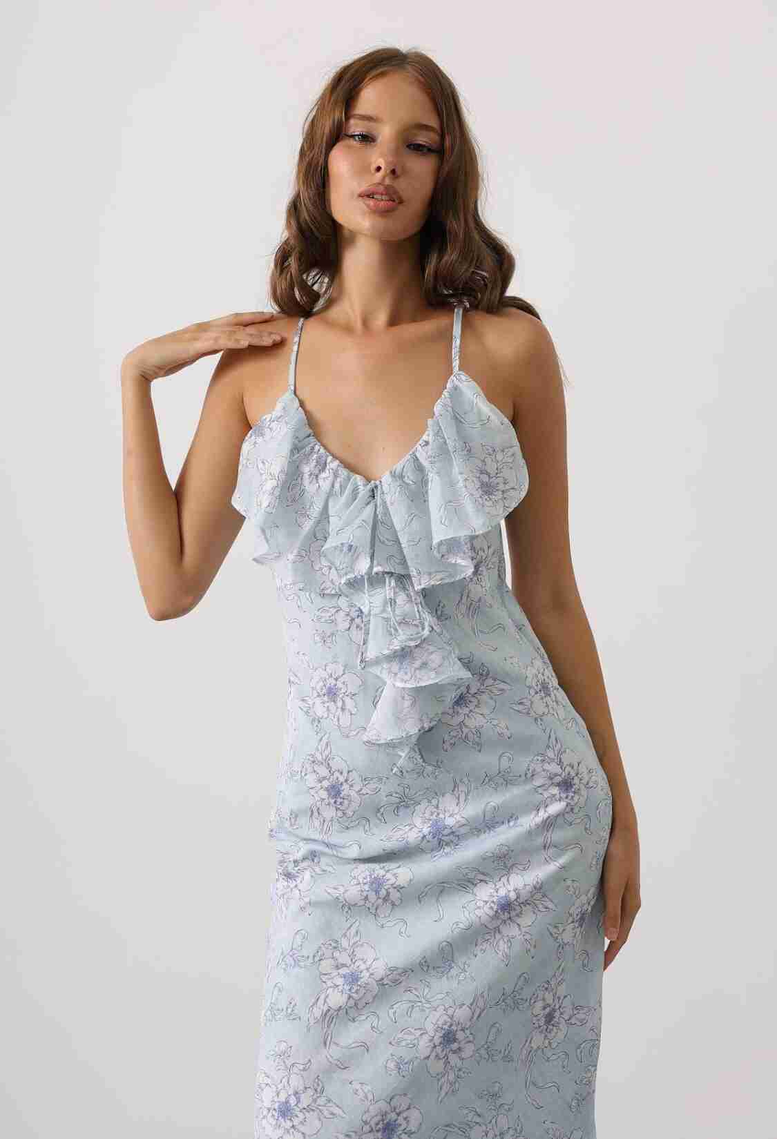 Floral Sleeveless V-Neck Maxi Slip Dress - Brand: Reyon - Women & Kids, Baby Clothes Wholesale - TheBS Women