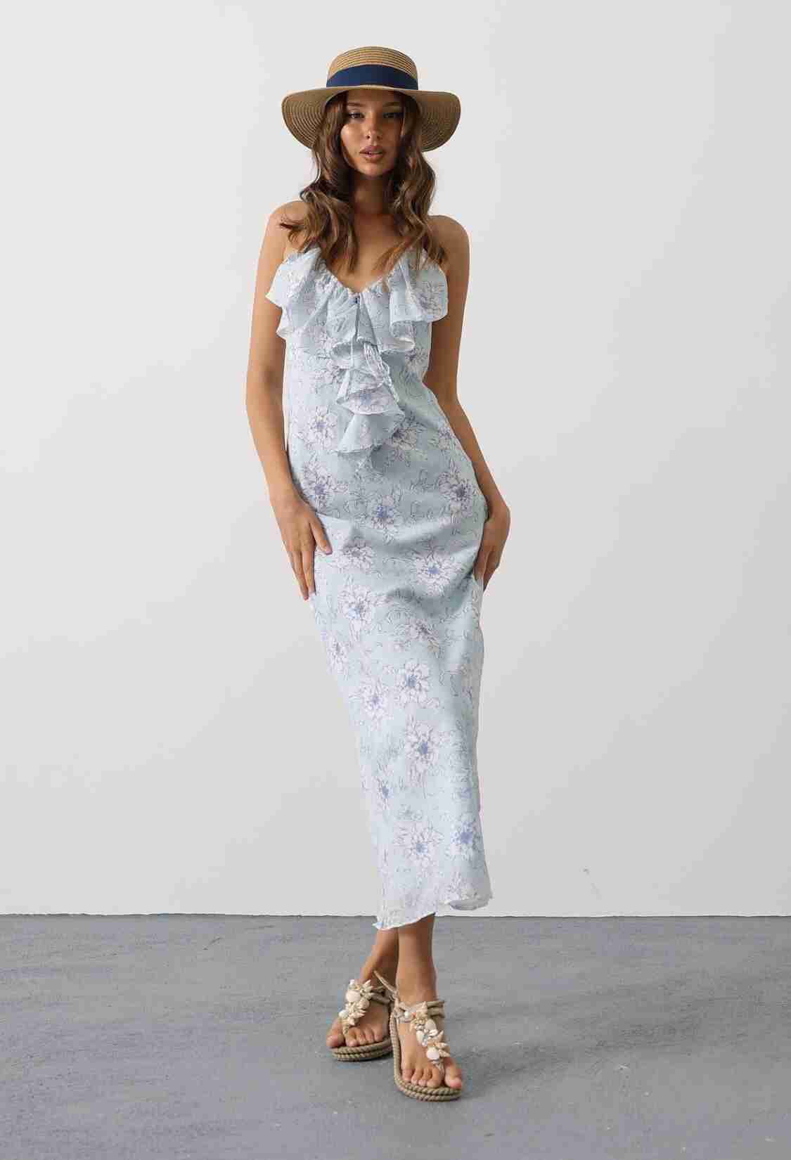Floral Sleeveless V-Neck Maxi Slip Dress - Brand: Reyon - Women & Kids, Baby Clothes Wholesale - TheBS Women