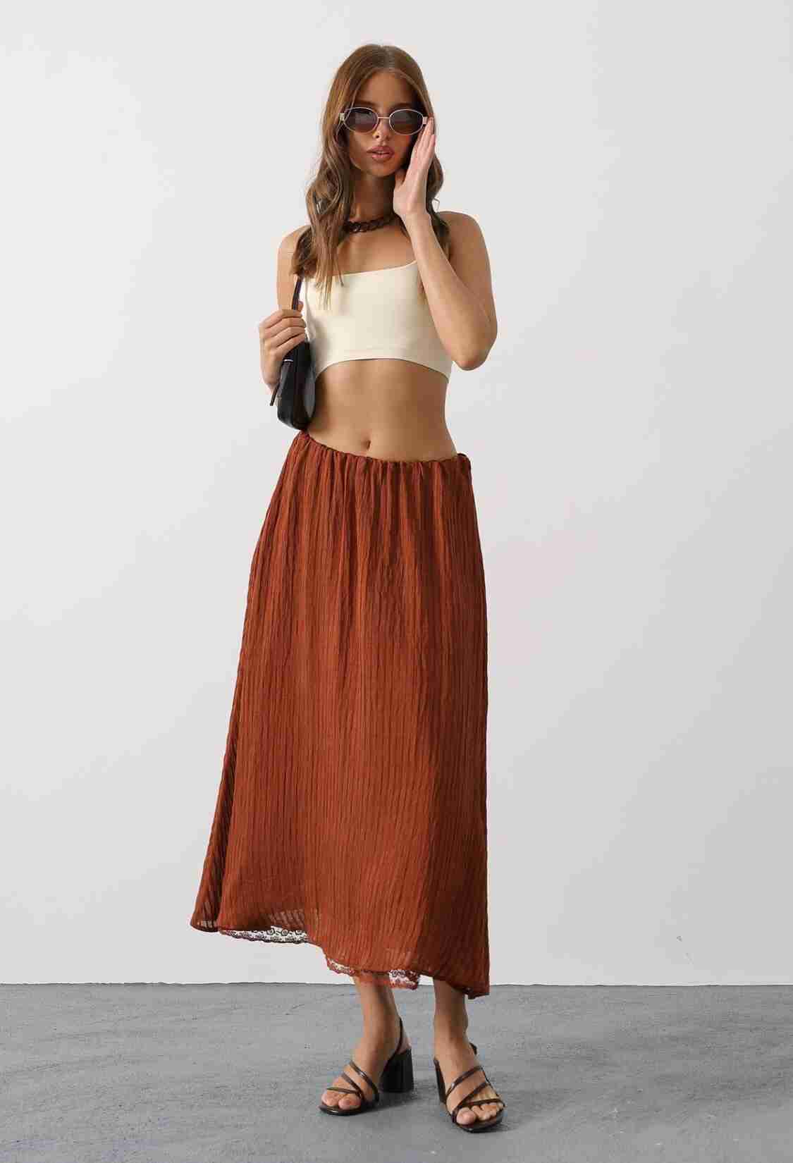 Flared Maxi Skirt With Striped Pattern - Brand: Reyon - Women & Kids, Baby Clothes Wholesale - TheBS Women