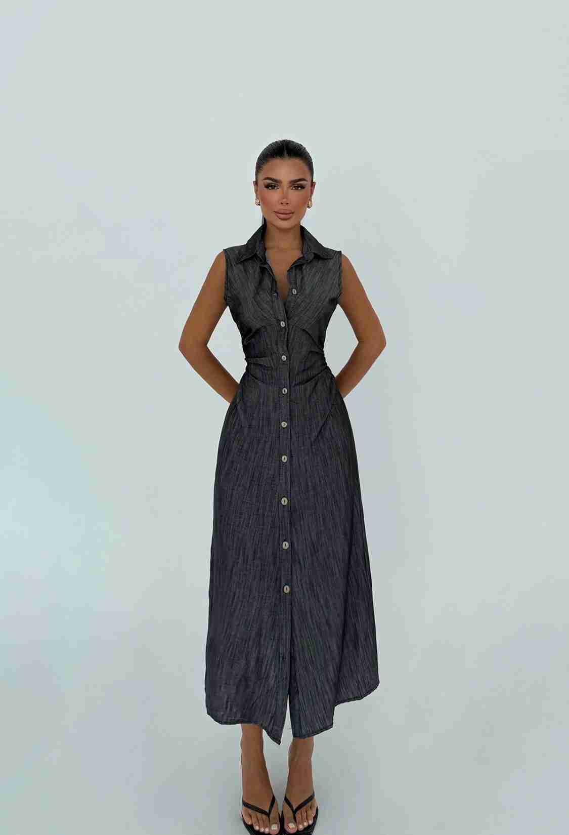 Black Striped Sleeveless Sheath Dress Maxi - Brand: EYYO ATELIER - Women & Kids, Baby Clothes Wholesale - TheBS Women
