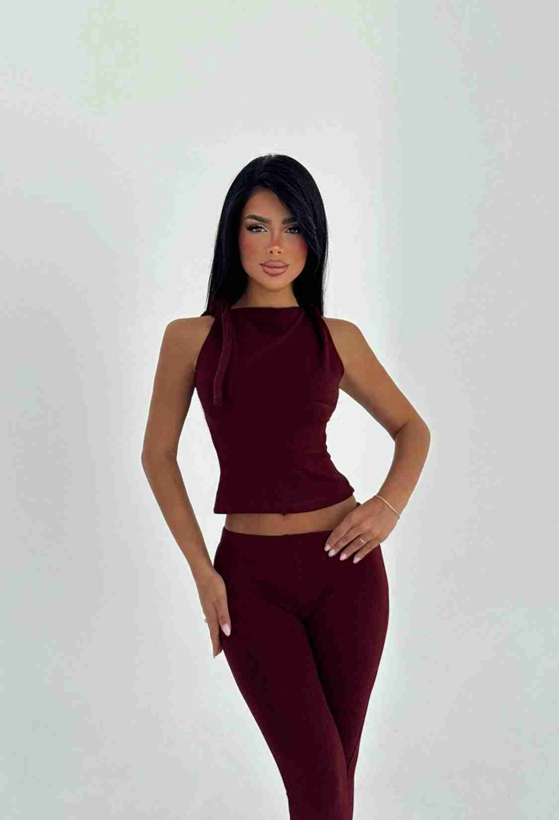 Claret Red Elegant Slim Fit Set - Brand: EYYO ATELIER - Women & Kids, Baby Clothes Wholesale - TheBS Women