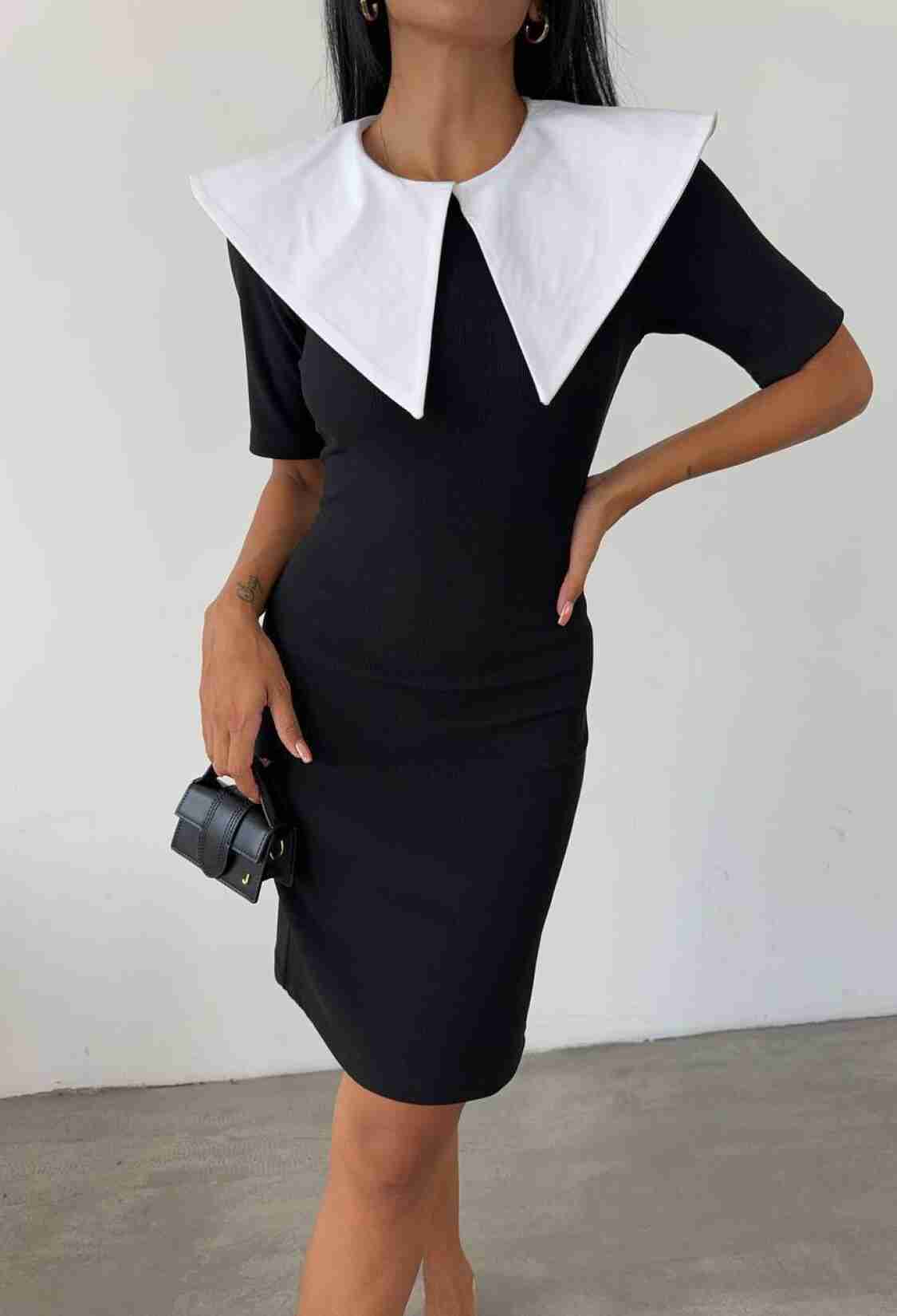 Black Sheath Dress With Half Sleeves And Round Neck - Brand: Fiori - Women & Kids, Baby Clothes Wholesale - TheBS Women