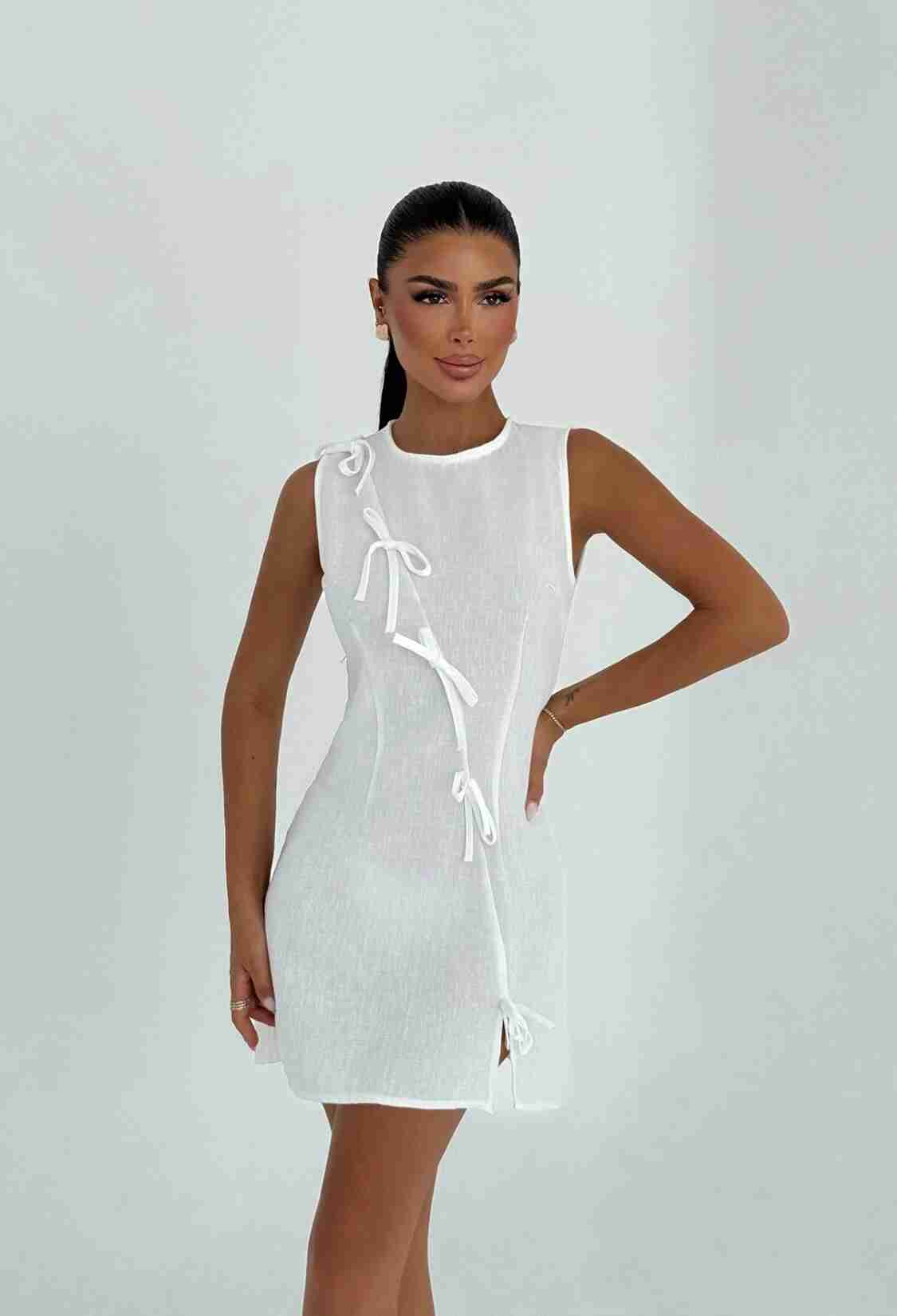 Elegant Sheath Mini Dress - Sleeveless Round Neck - Brand: EYYO ATELIER - Women & Kids, Baby Clothes Wholesale - TheBS Women