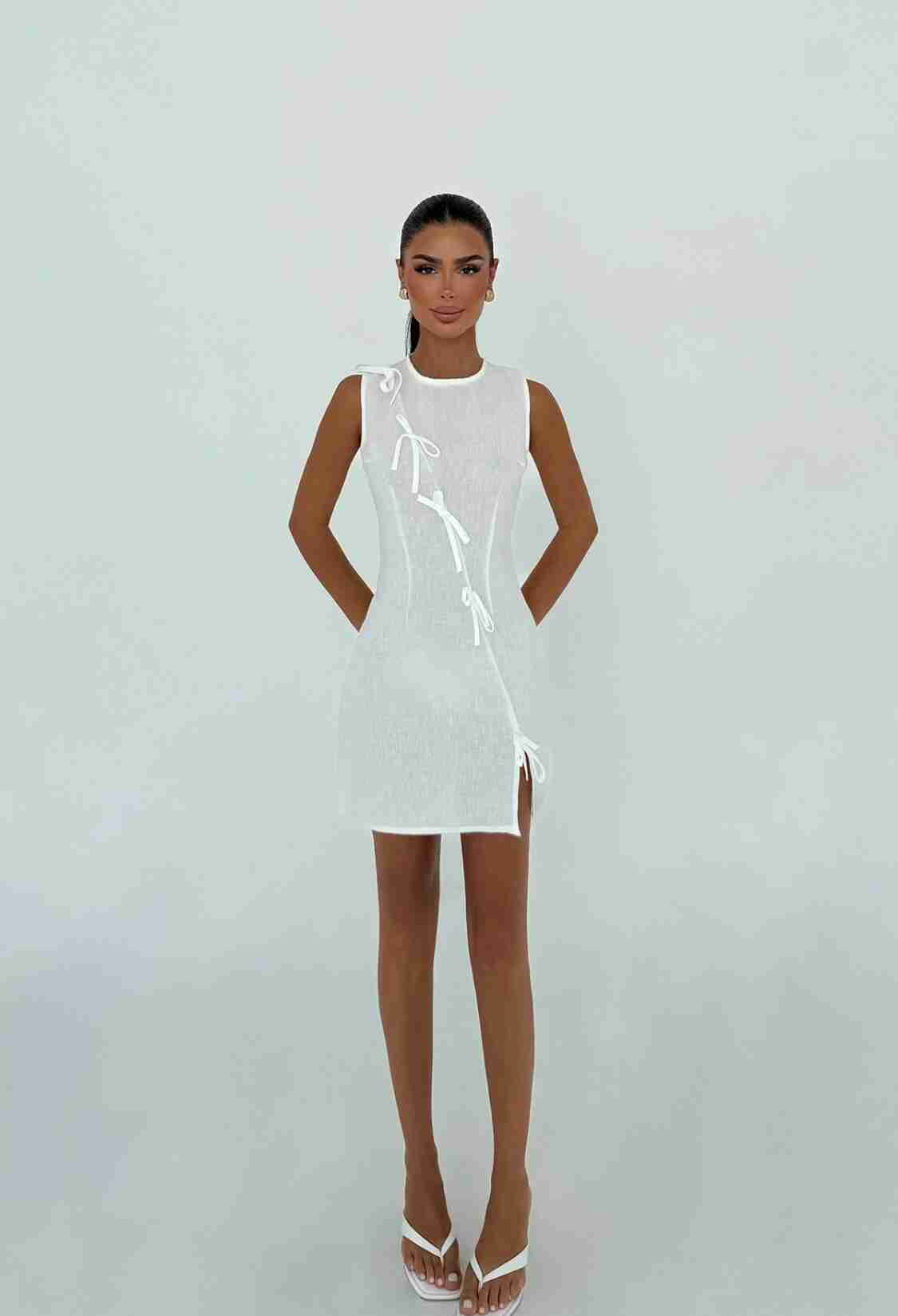 Elegant Sheath Mini Dress - Sleeveless Round Neck - Brand: EYYO ATELIER - Women & Kids, Baby Clothes Wholesale - TheBS Women