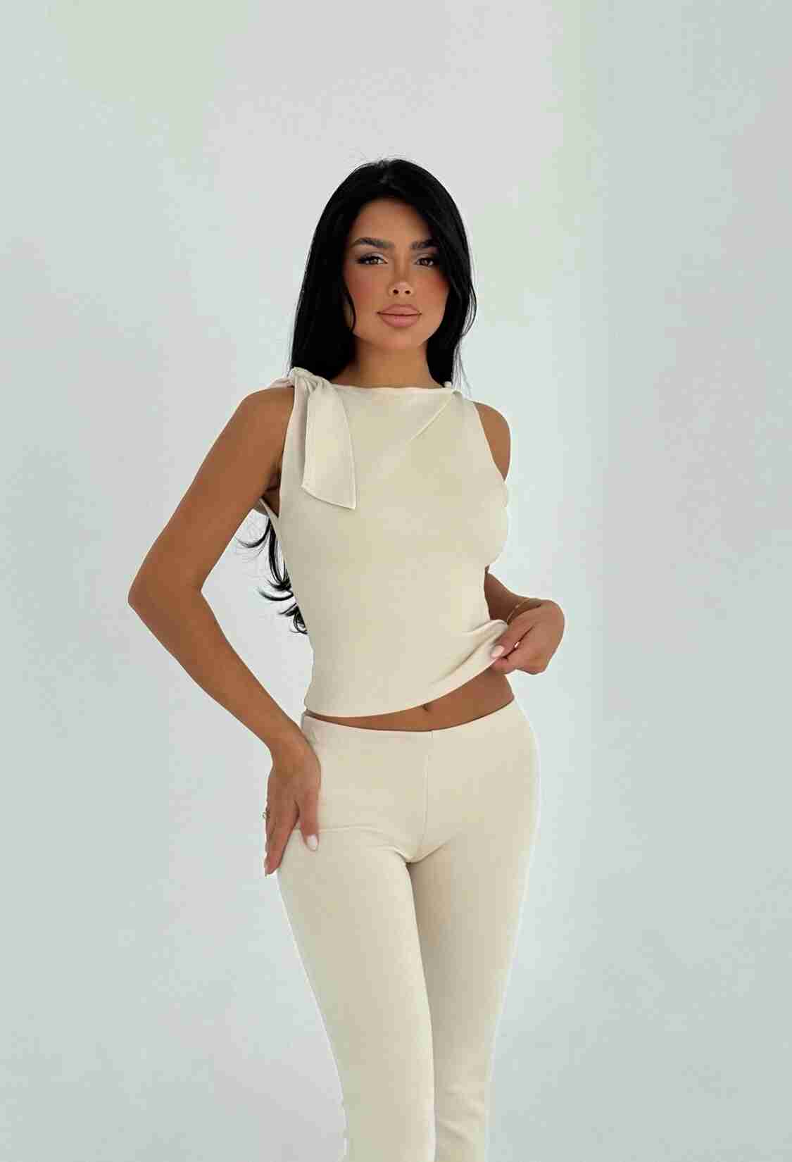 Beige Elegant Slim Fit Bootcut Set - Brand: EYYO ATELIER - Women & Kids, Baby Clothes Wholesale - TheBS Women