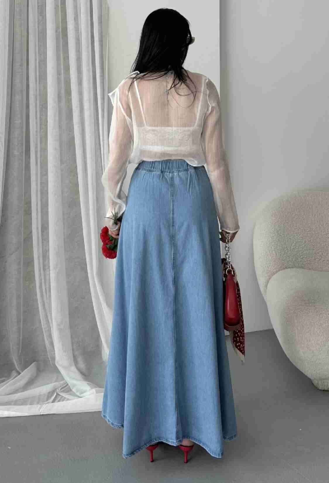 A-Line Maxi Skirt With High Waist And Slant Pocket - Brand: XLove - Women & Kids, Baby Clothes Wholesale - TheBS Women