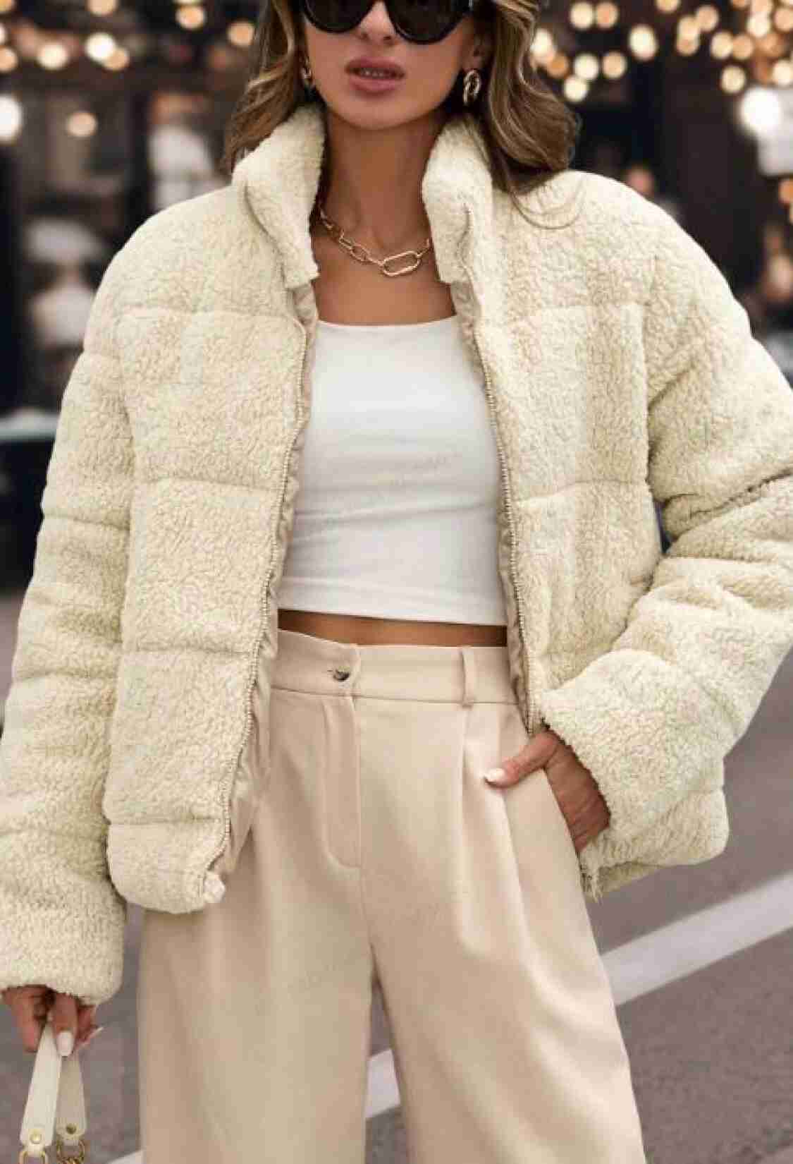 Beige Puffer Jacket With High Collar - Brand: My Jest Fashion - Women & Kids, Baby Clothes Wholesale - TheBS Women