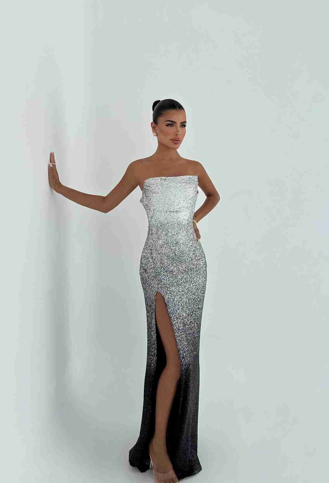 Silver Sheath Dress With Sequined Glam - Brand: EYYO ATELIER - Women & Kids, Baby Clothes Wholesale - TheBS Women