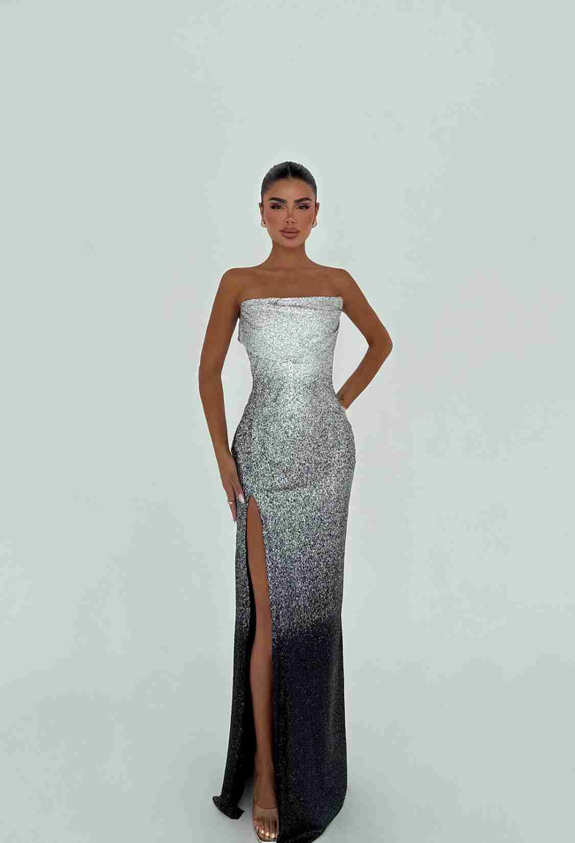 Silver Sheath Dress With Sequined Glam - Brand: EYYO ATELIER - Women & Kids, Baby Clothes Wholesale - TheBS Women