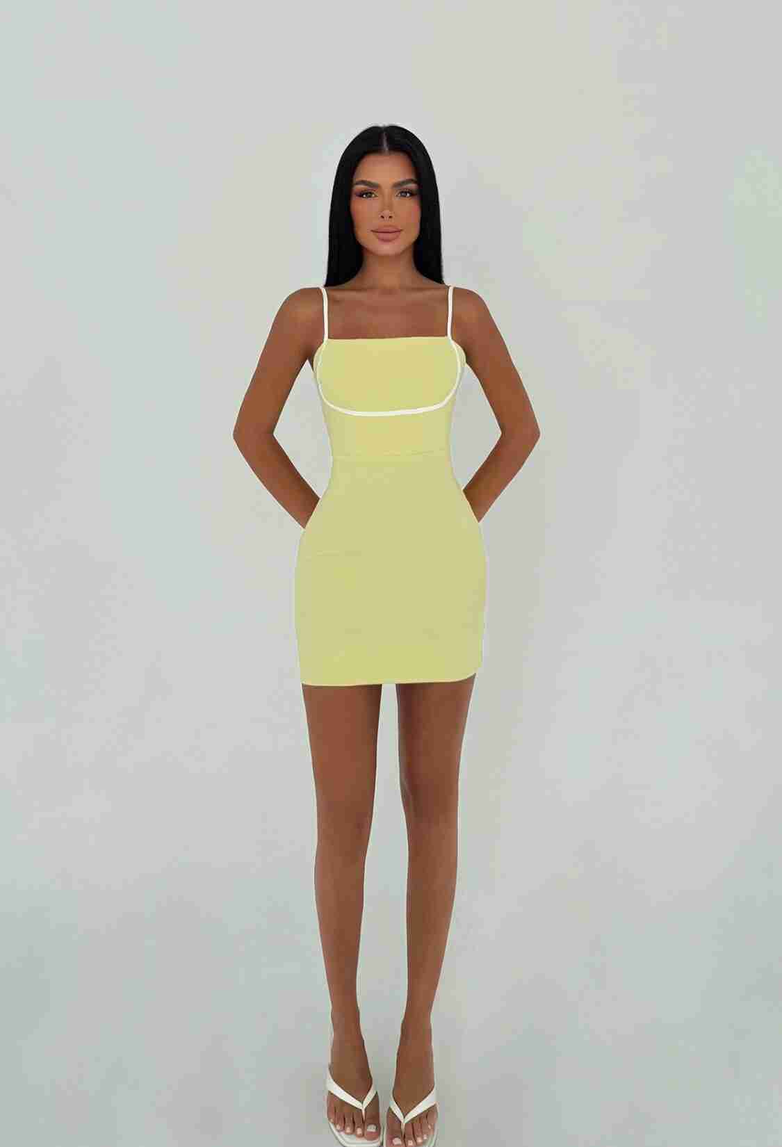 Sexy Bodycon Mini Dress With Square Neck - Brand: EYYO ATELIER - Women & Kids, Baby Clothes Wholesale - TheBS Women