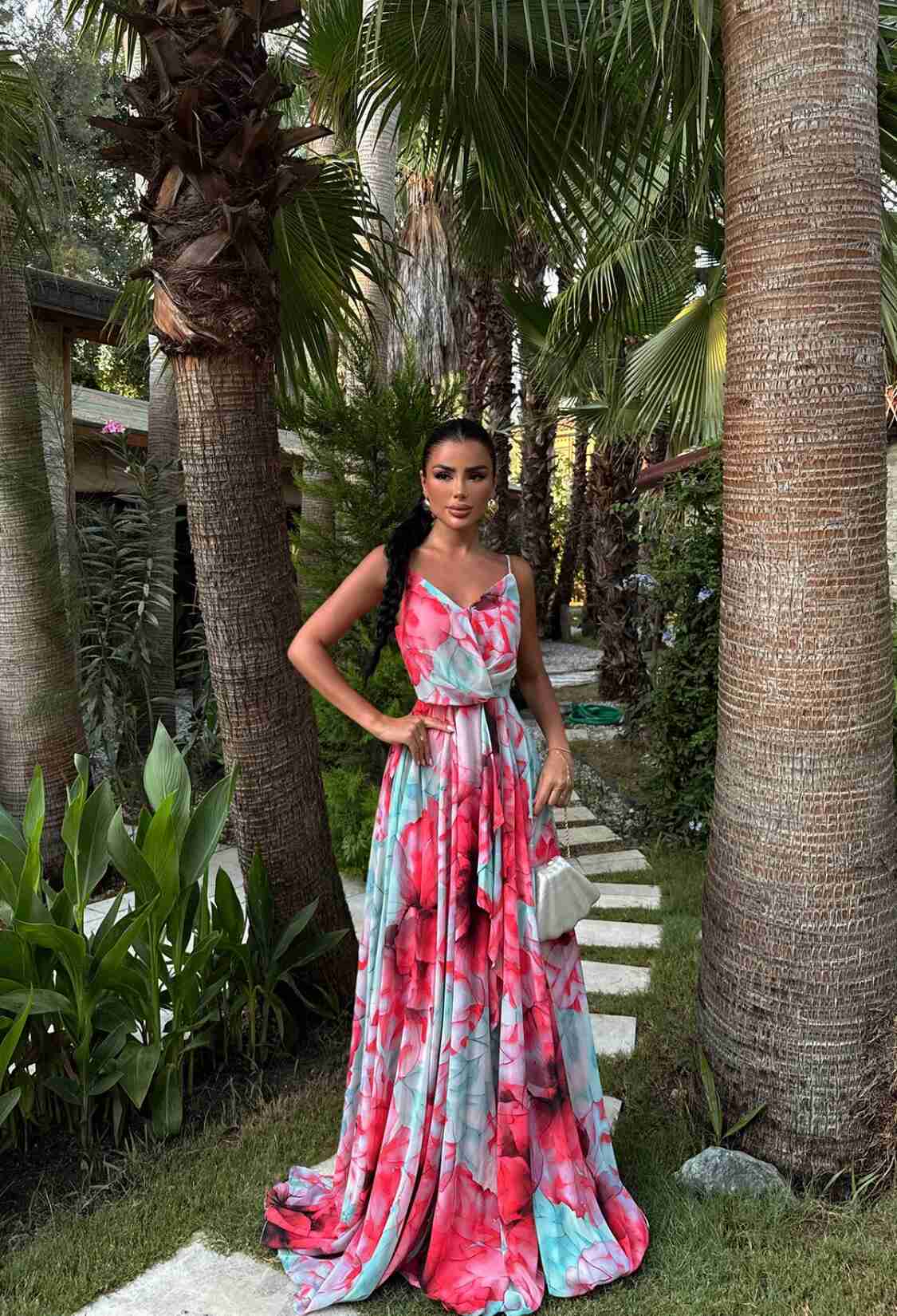 Elegant Pink Slit Floor Length Dress - Brand: EYYO ATELIER - Women & Kids, Baby Clothes Wholesale - TheBS Women