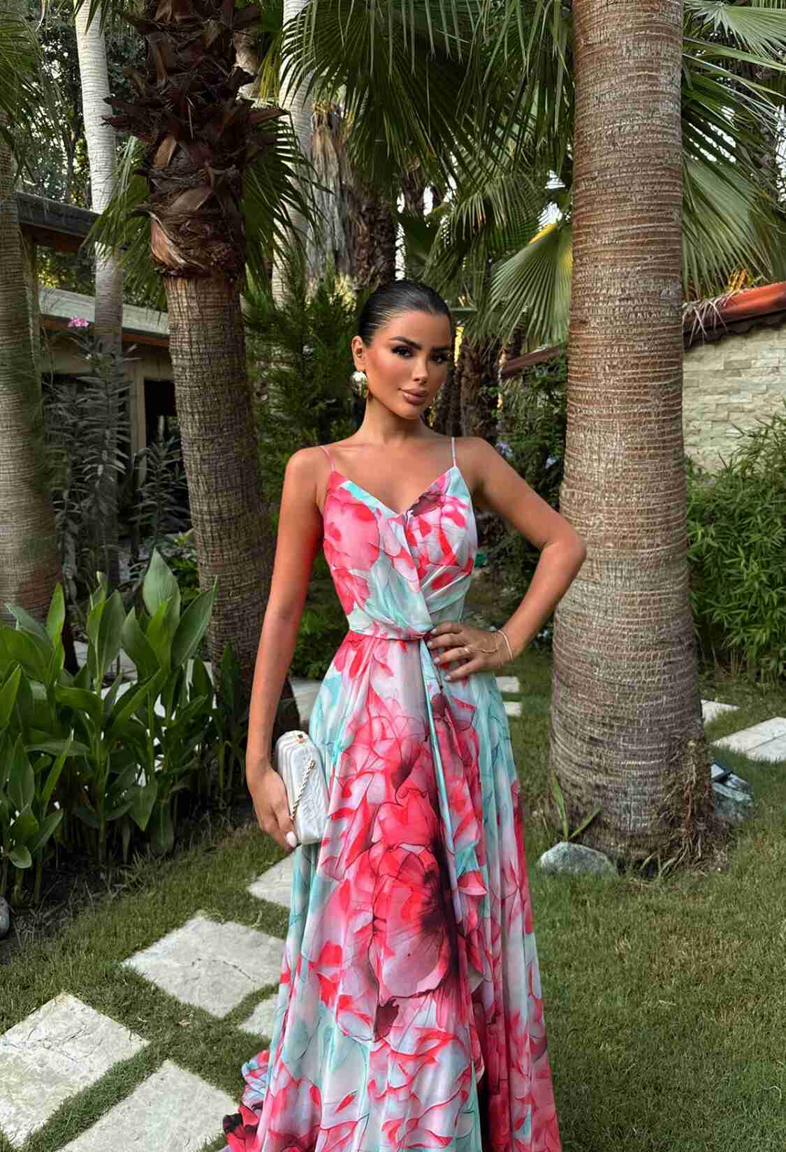 Elegant Pink Slit Floor Length Dress - Brand: EYYO ATELIER - Women & Kids, Baby Clothes Wholesale - TheBS Women