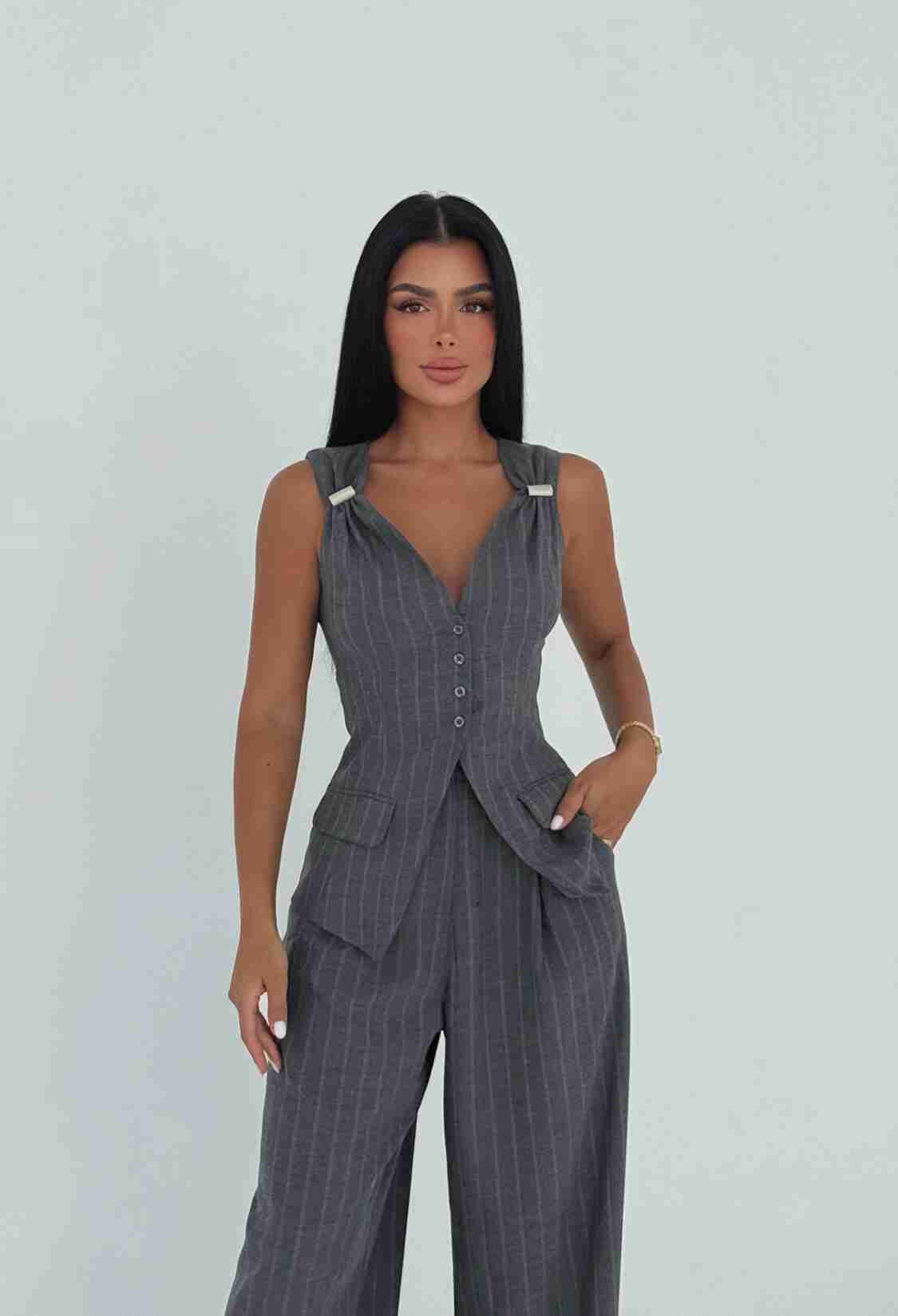 Elegant Formal Striped Suit - Brand: EYYO ATELIER - Women & Kids, Baby Clothes Wholesale - TheBS Women