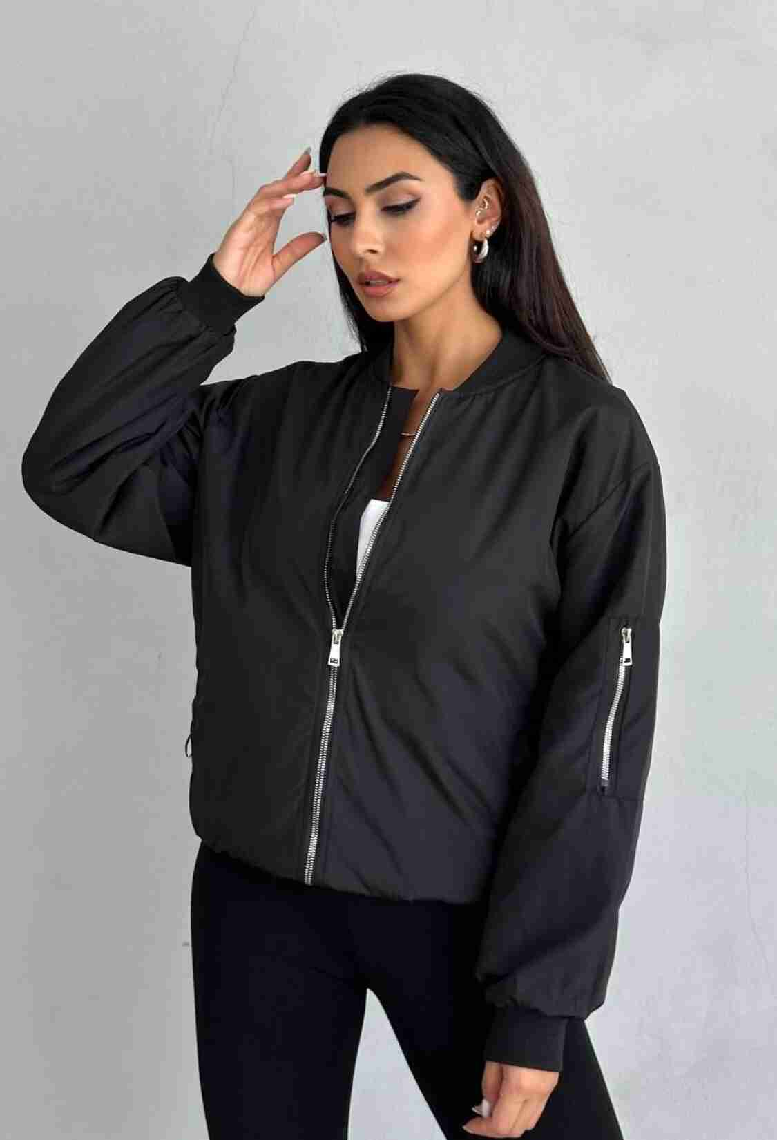 Black Oversized Fit Bomber Jacket - Brand: My Jest Fashion - Women & Kids, Baby Clothes Wholesale - TheBS Women