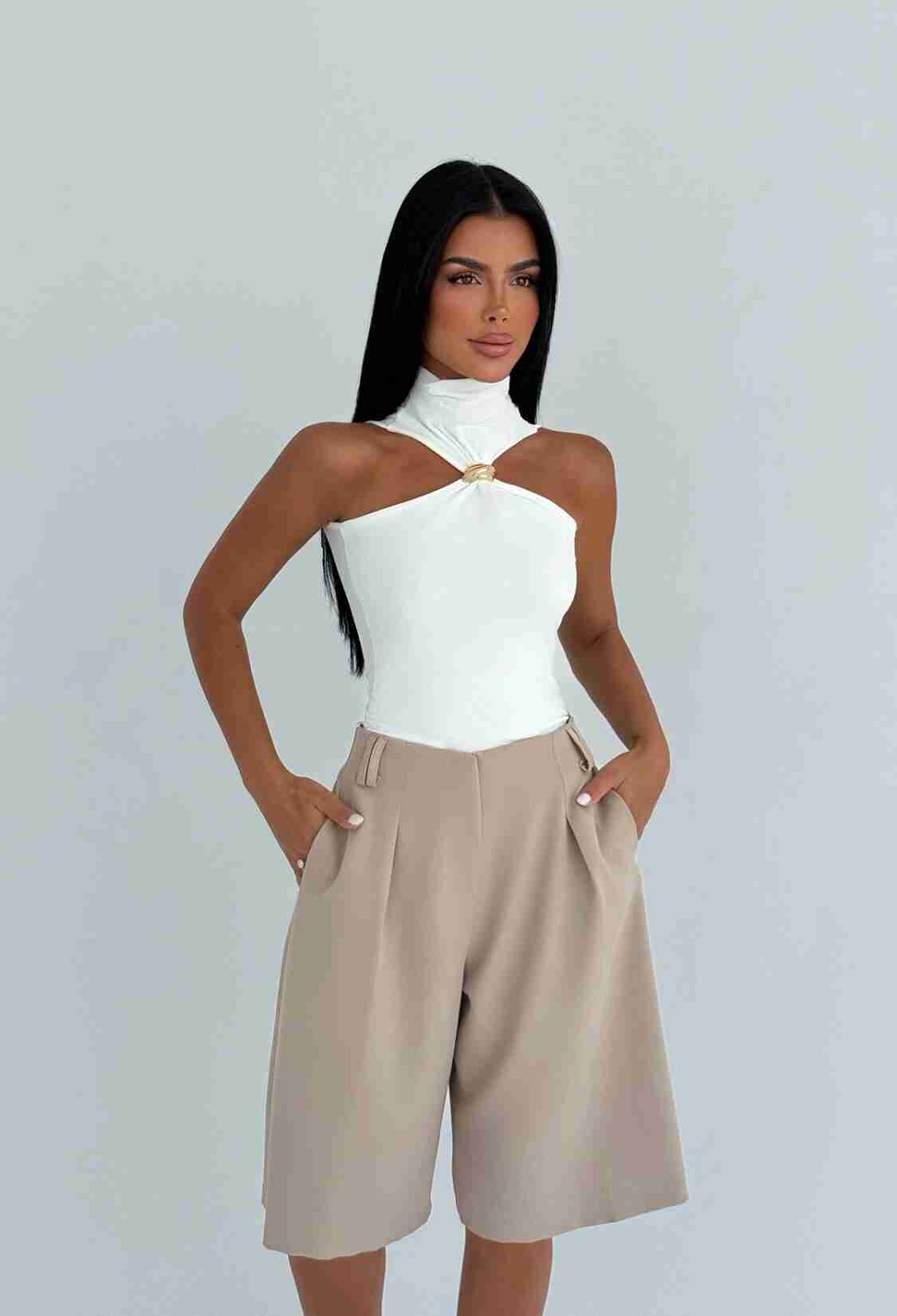 Elegant Casual Bermuda Shorts With High Waist - Brand: EYYO ATELIER - Women & Kids, Baby Clothes Wholesale - TheBS Women