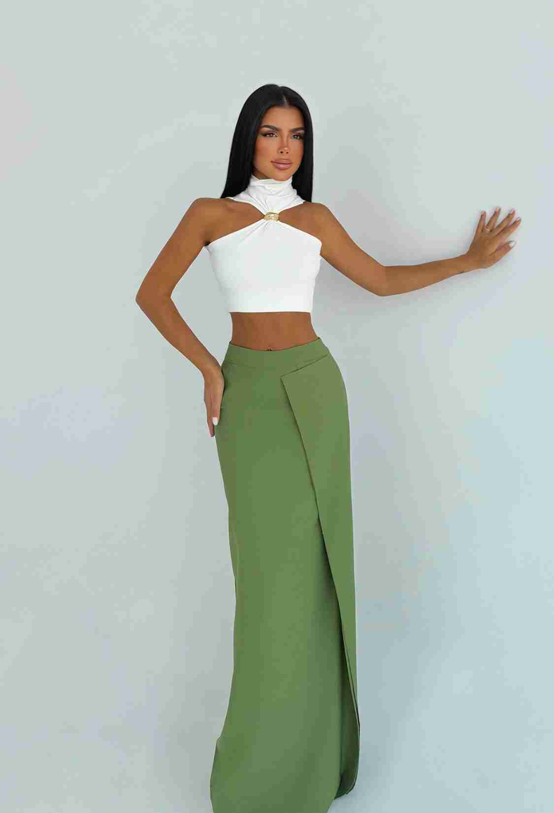 Green Elegant Formal Sexy Wrap Maxi Skirt - Brand: EYYO ATELIER - Women & Kids, Baby Clothes Wholesale - TheBS Women