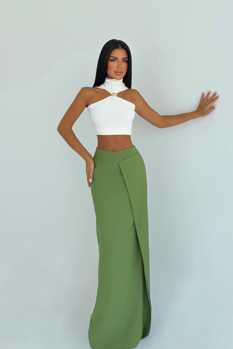 Green Elegant Formal Sexy Wrap Maxi Skirt - Brand: EYYO ATELIER - Women & Kids, Baby Clothes Wholesale - TheBS Women