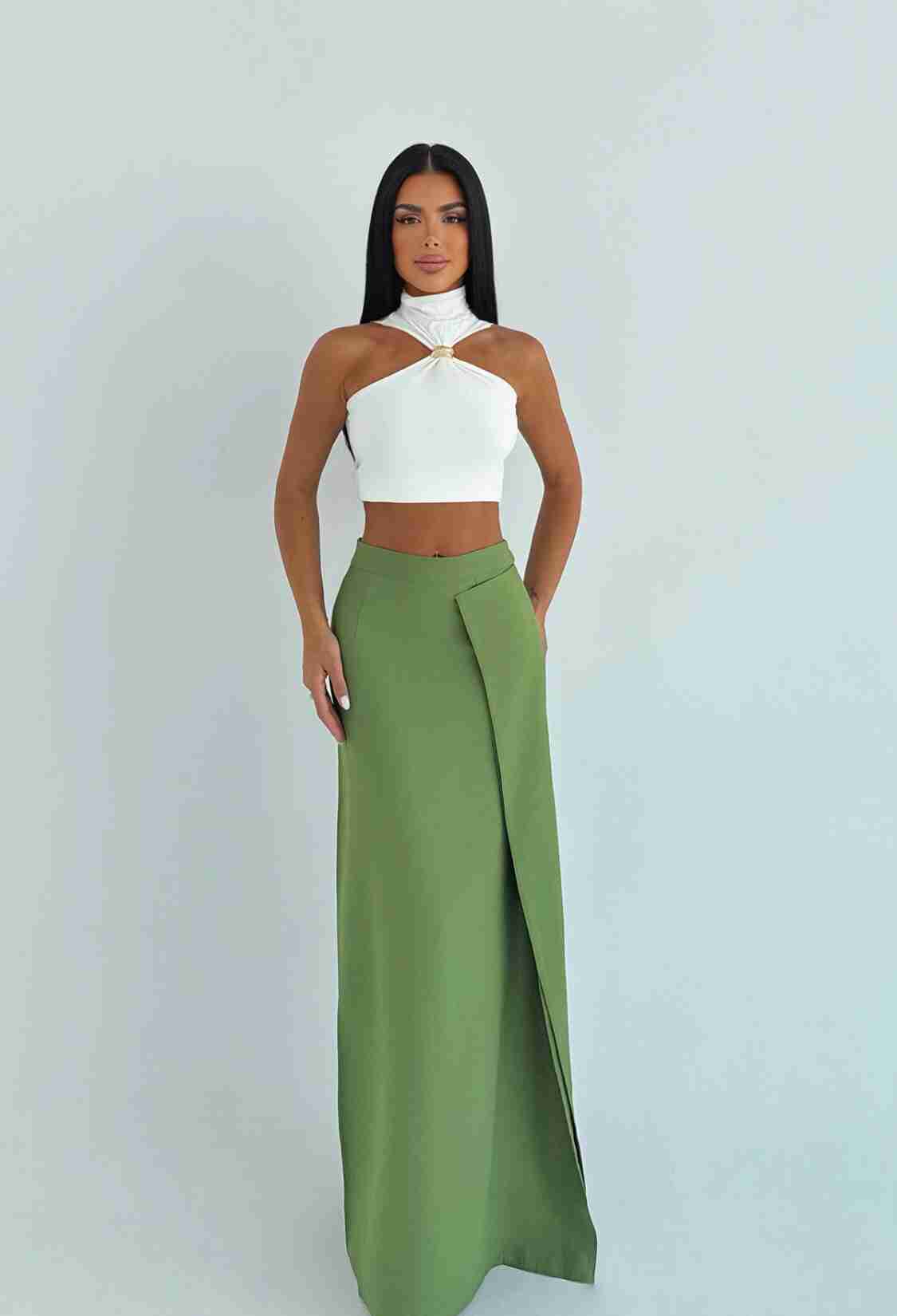 Green Elegant Formal Sexy Wrap Maxi Skirt - Brand: EYYO ATELIER - Women & Kids, Baby Clothes Wholesale - TheBS Women