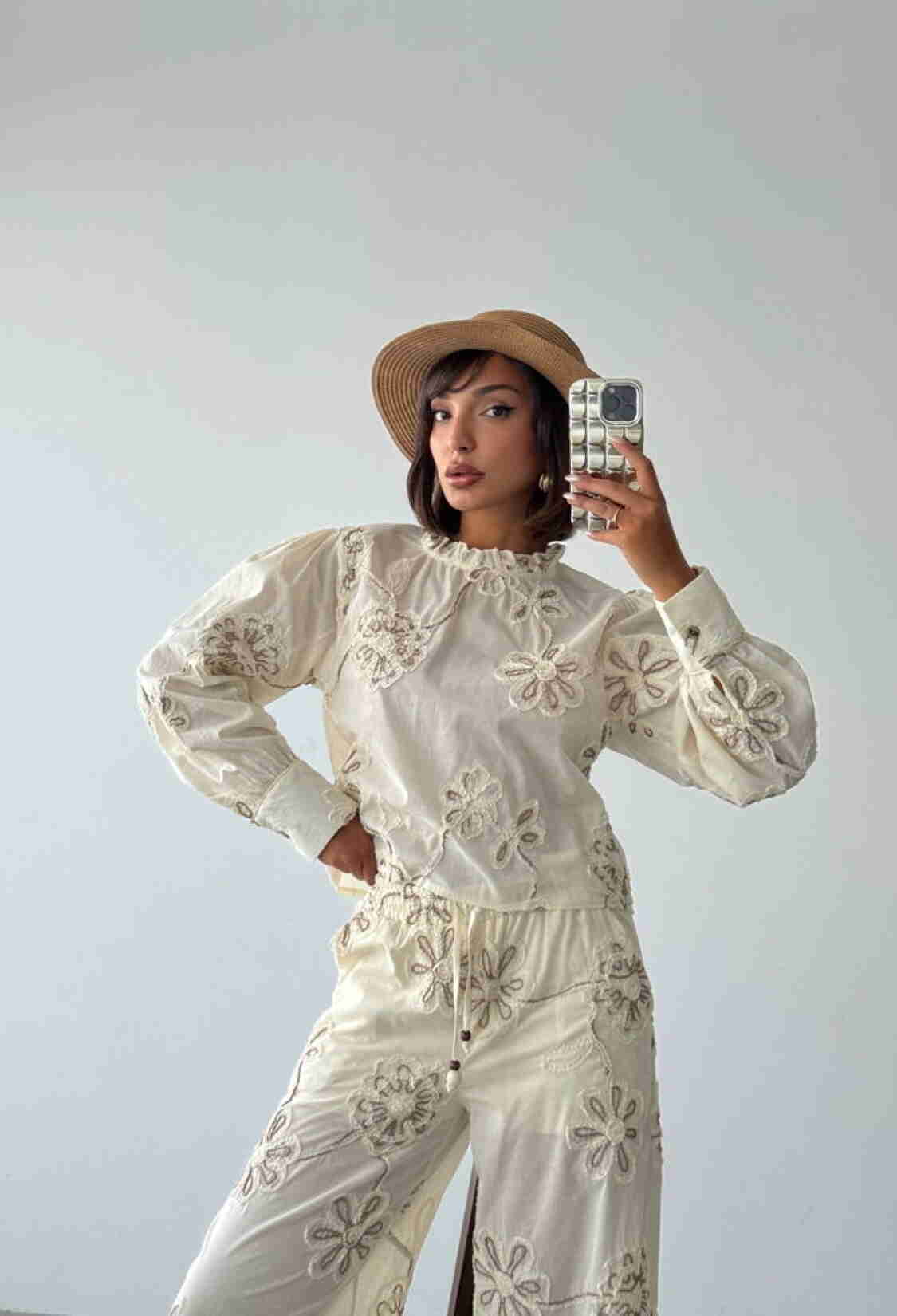 Beige Ethnic Floral Blouse - Brand: Topshow - Women & Kids, Baby Clothes Wholesale - TheBS Women