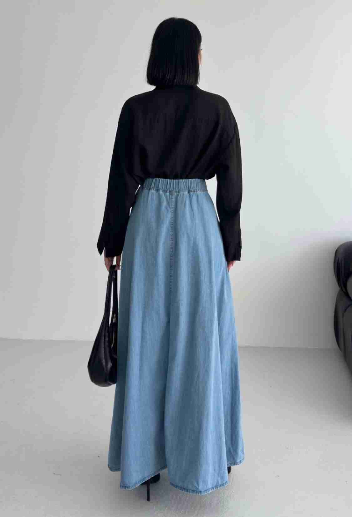 Blue Casual High Waist Flared Maxi Skirt - Brand: XLove - Women & Kids, Baby Clothes Wholesale - TheBS Women