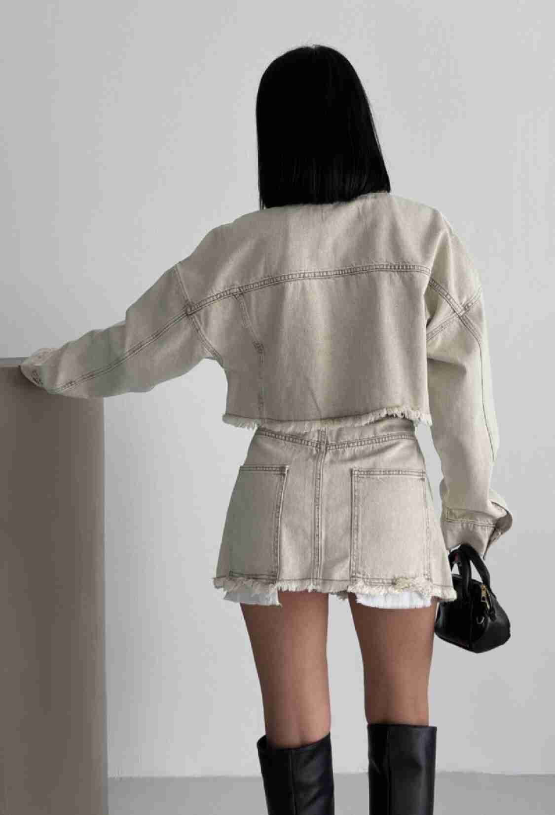 Beige A-Line Mini Skirt With Buttoned Closure - Brand: XLove - Women & Kids, Baby Clothes Wholesale - TheBS Women