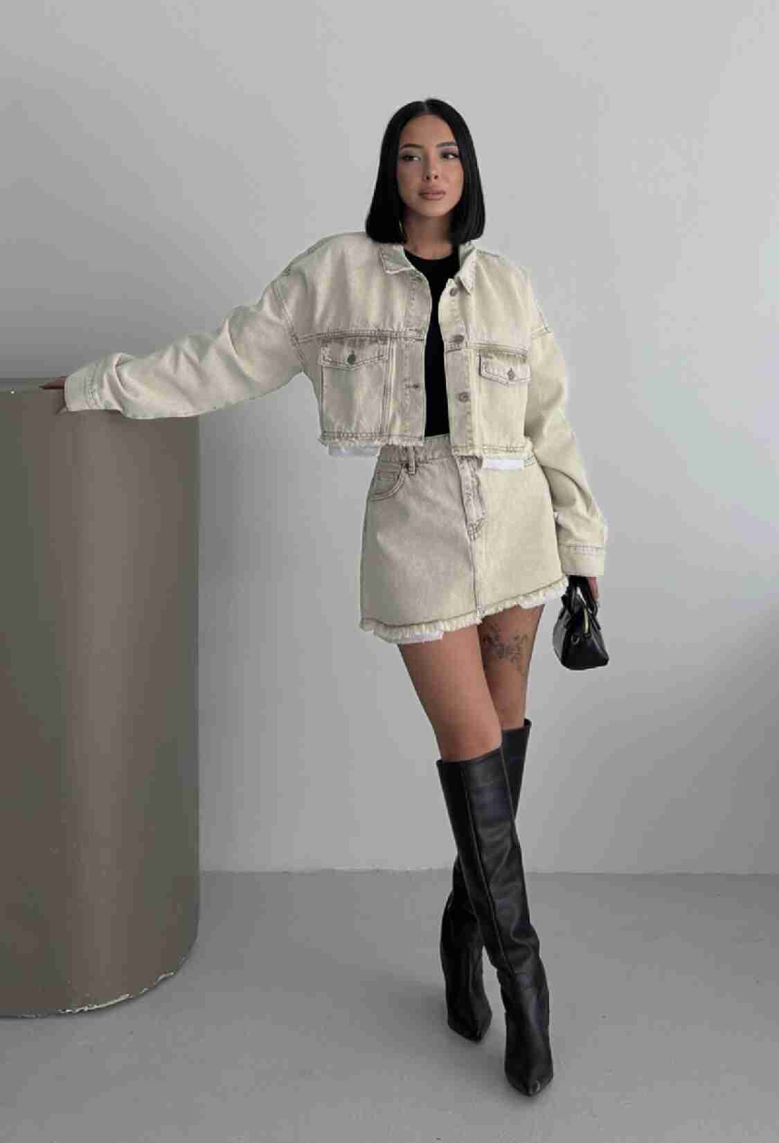 Beige A-Line Mini Skirt With Buttoned Closure - Brand: XLove - Women & Kids, Baby Clothes Wholesale - TheBS Women