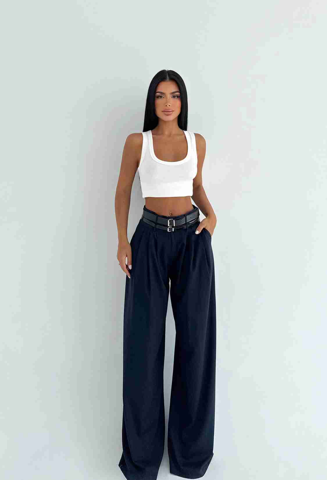 Black Palazzo Pants With Wide Leg And High Waist - Brand: EYYO ATELIER - Women & Kids, Baby Clothes Wholesale - TheBS Women