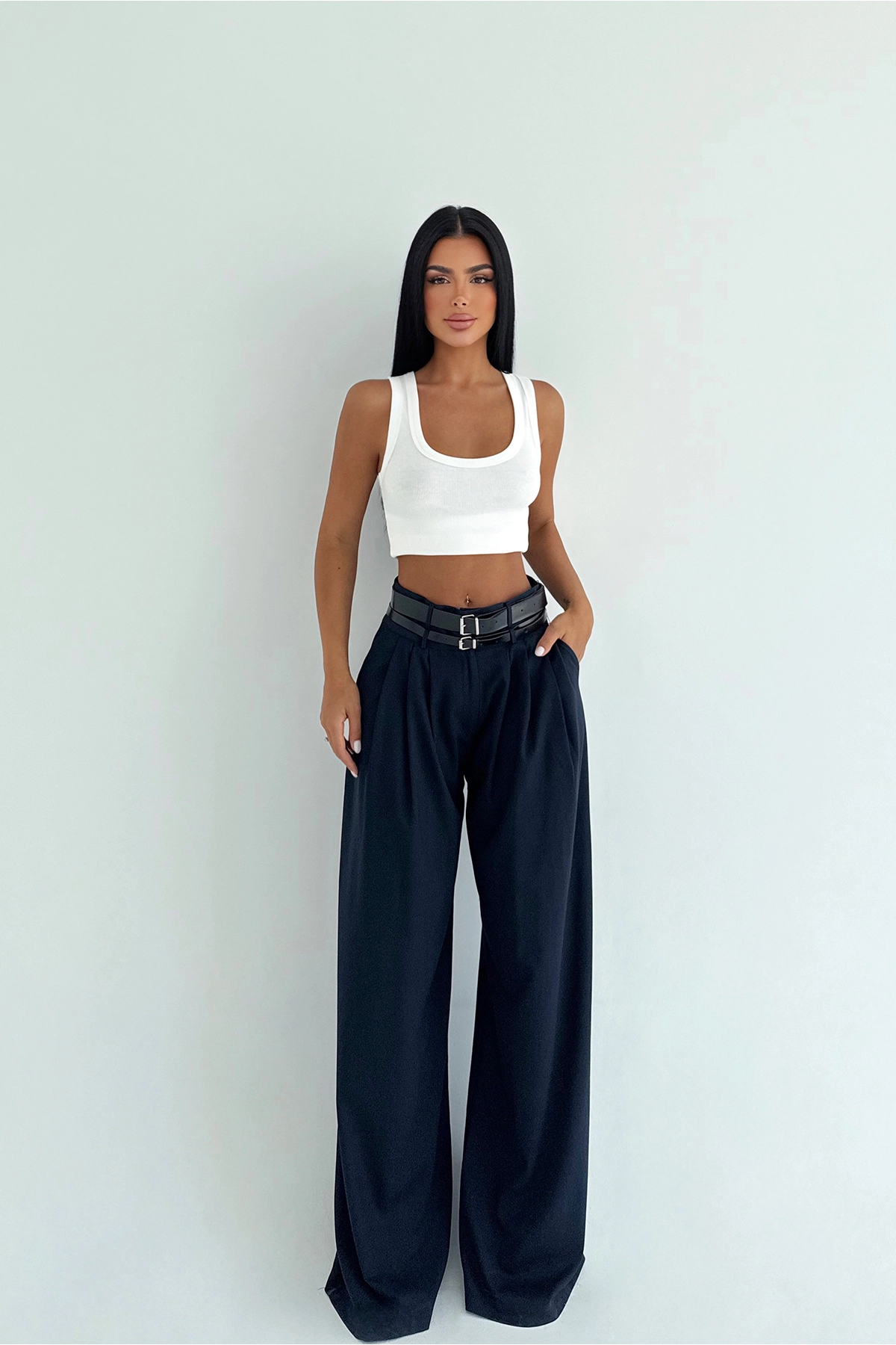 Black Palazzo Pants With Wide Leg And High Waist - Brand: EYYO ATELIER - Women & Kids, Baby Clothes Wholesale - TheBS Women
