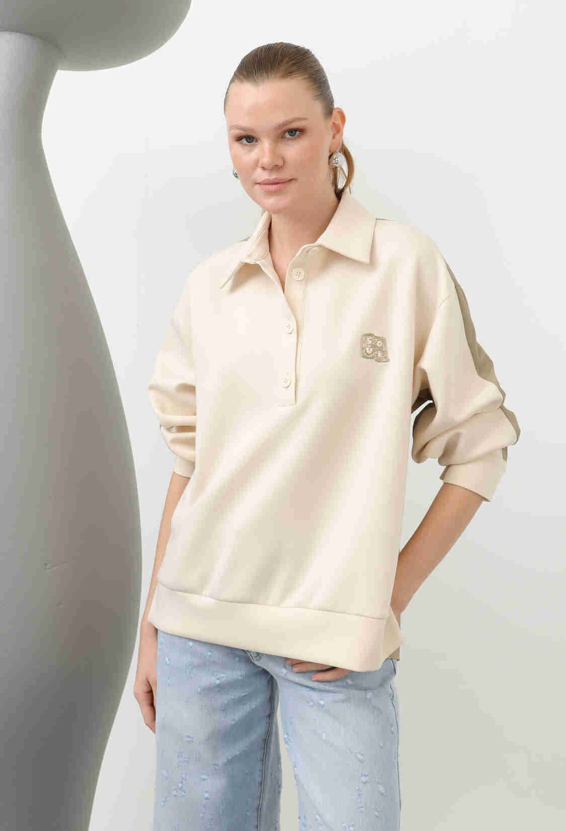 Beige Casual Streetwear Polo Neck Shirt - Brand: SOUL - Women & Kids, Baby Clothes Wholesale - TheBS Women
