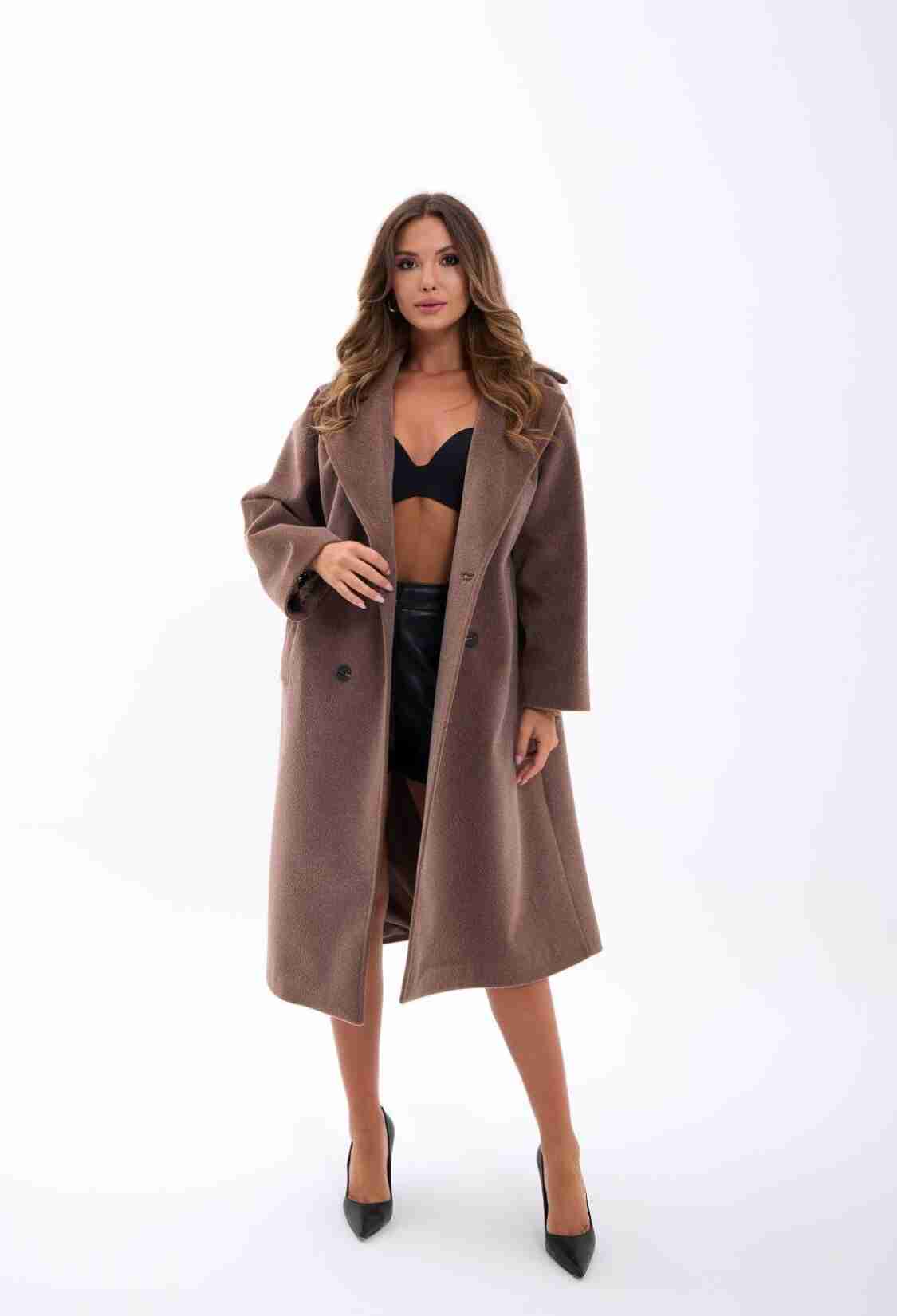 Brown Elegant Single-Breasted Coat - Brand: Fame - Women & Kids, Baby Clothes Wholesale - TheBS Women