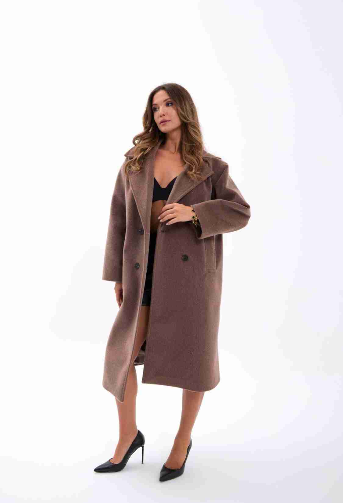 Brown Elegant Single-Breasted Coat - Brand: Fame - Women & Kids, Baby Clothes Wholesale - TheBS Women